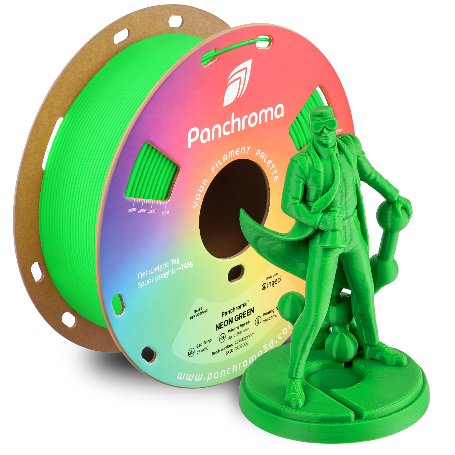 Filamento PLA Neón Panchroma color verde neón
