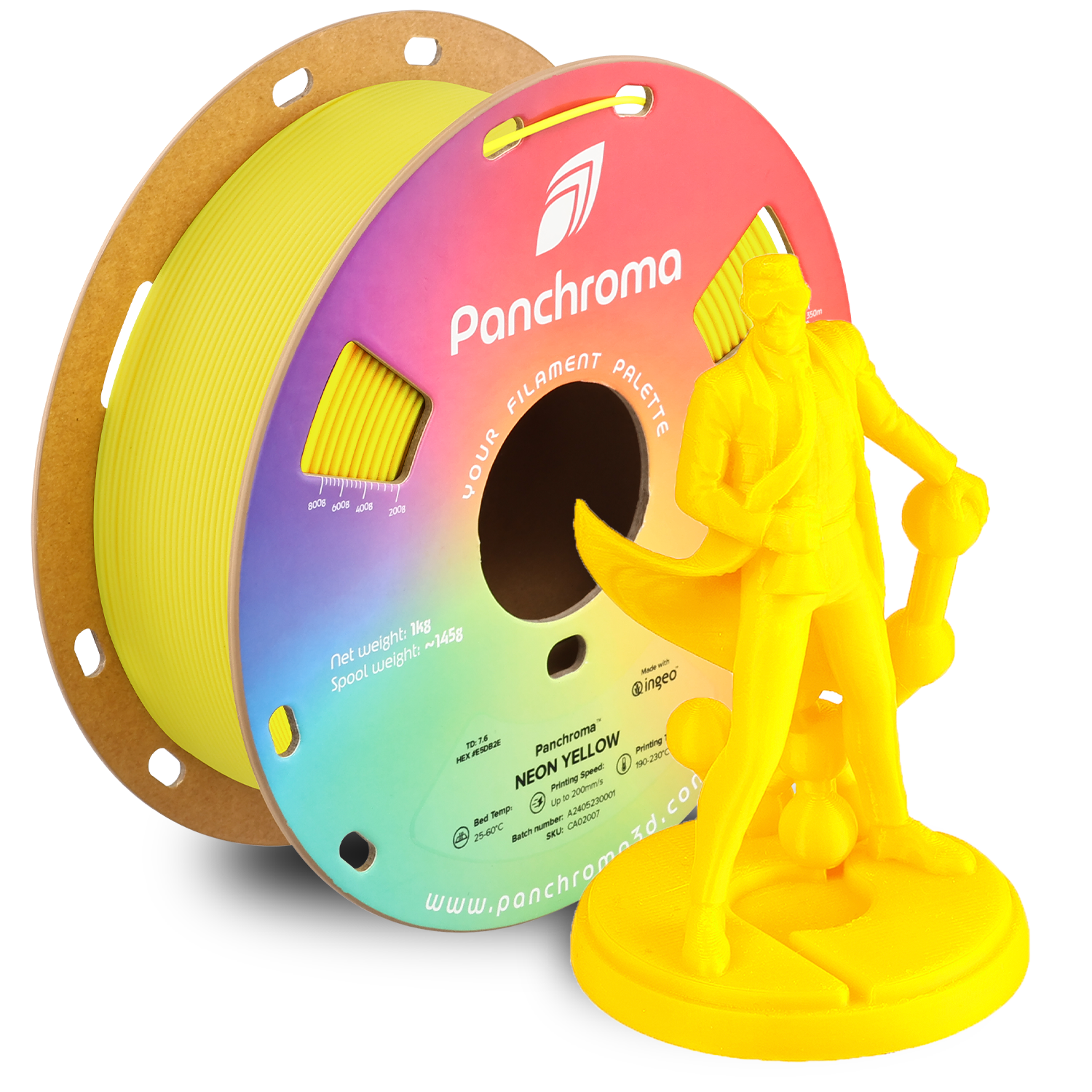 Filamento PLA Neón Panchroma color amarillo neón