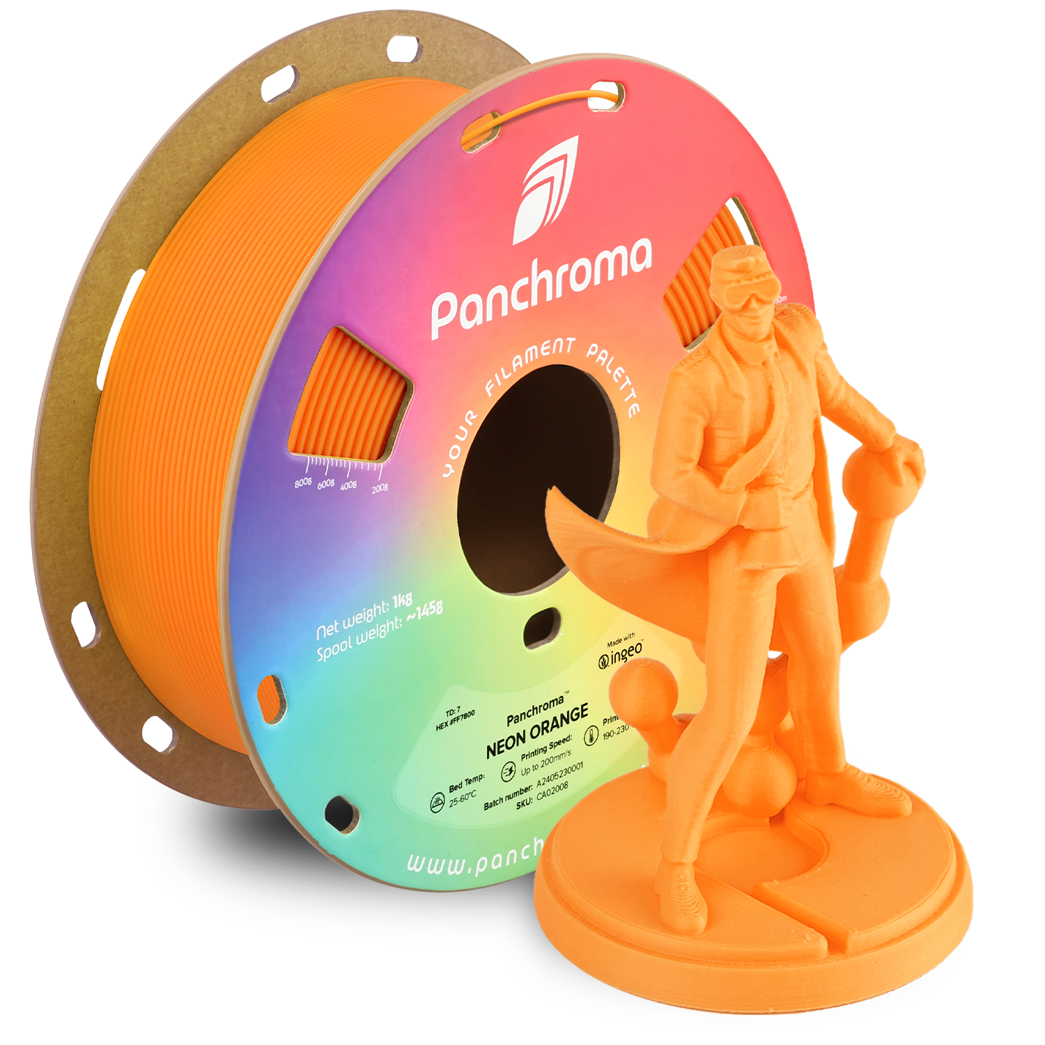 Filamento PLA Neón Panchroma color naranja neón