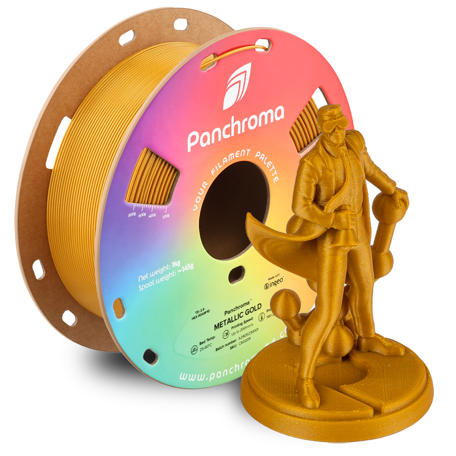 Filamento PLA Metálico Panchroma color dorado