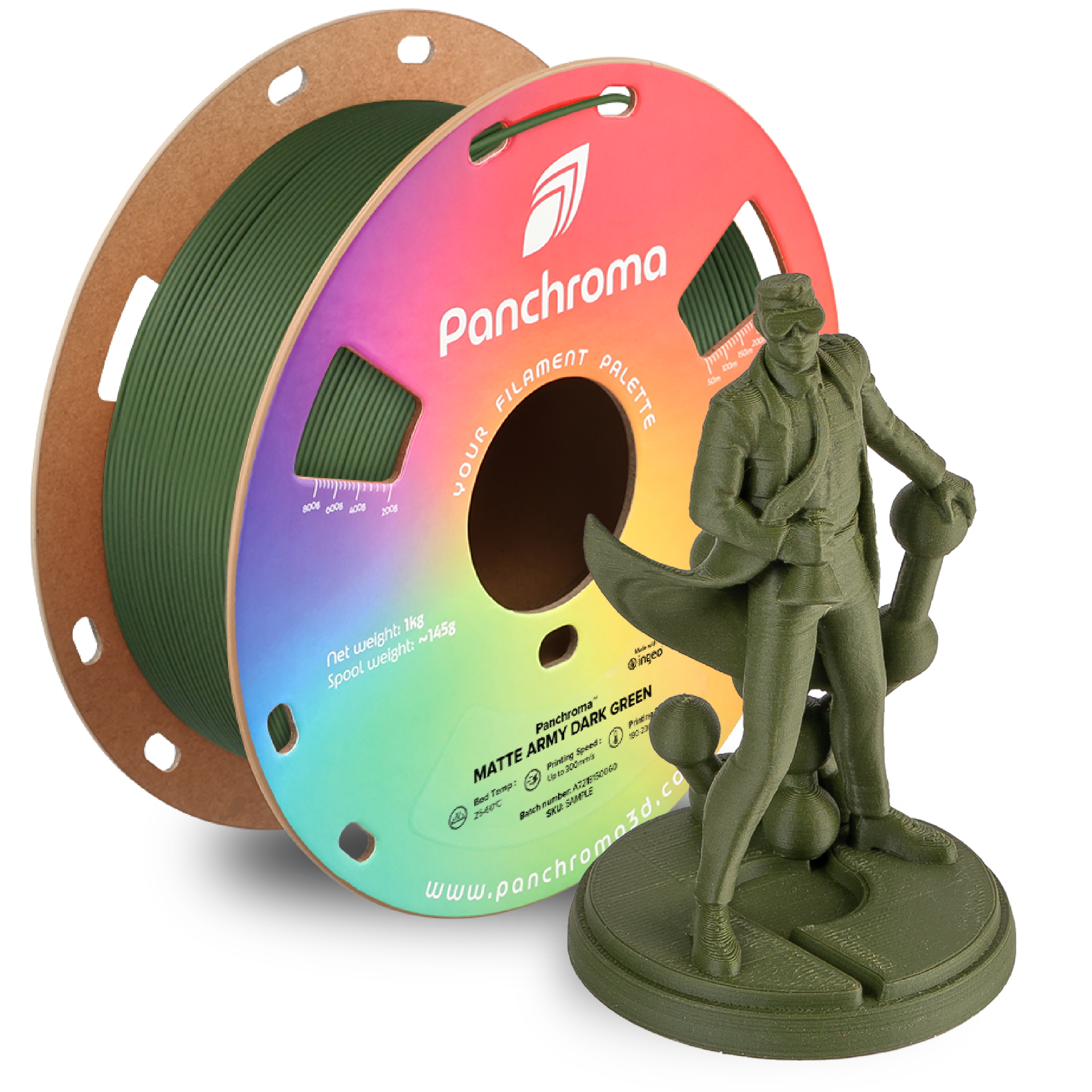 Filamento PLA Mate Panchroma color verde militar oscuro