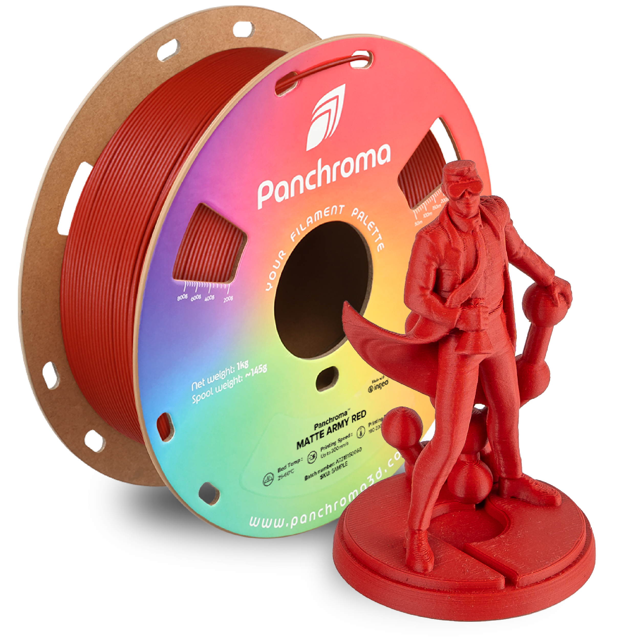 Filamento PLA Mate Panchroma color rojo militar