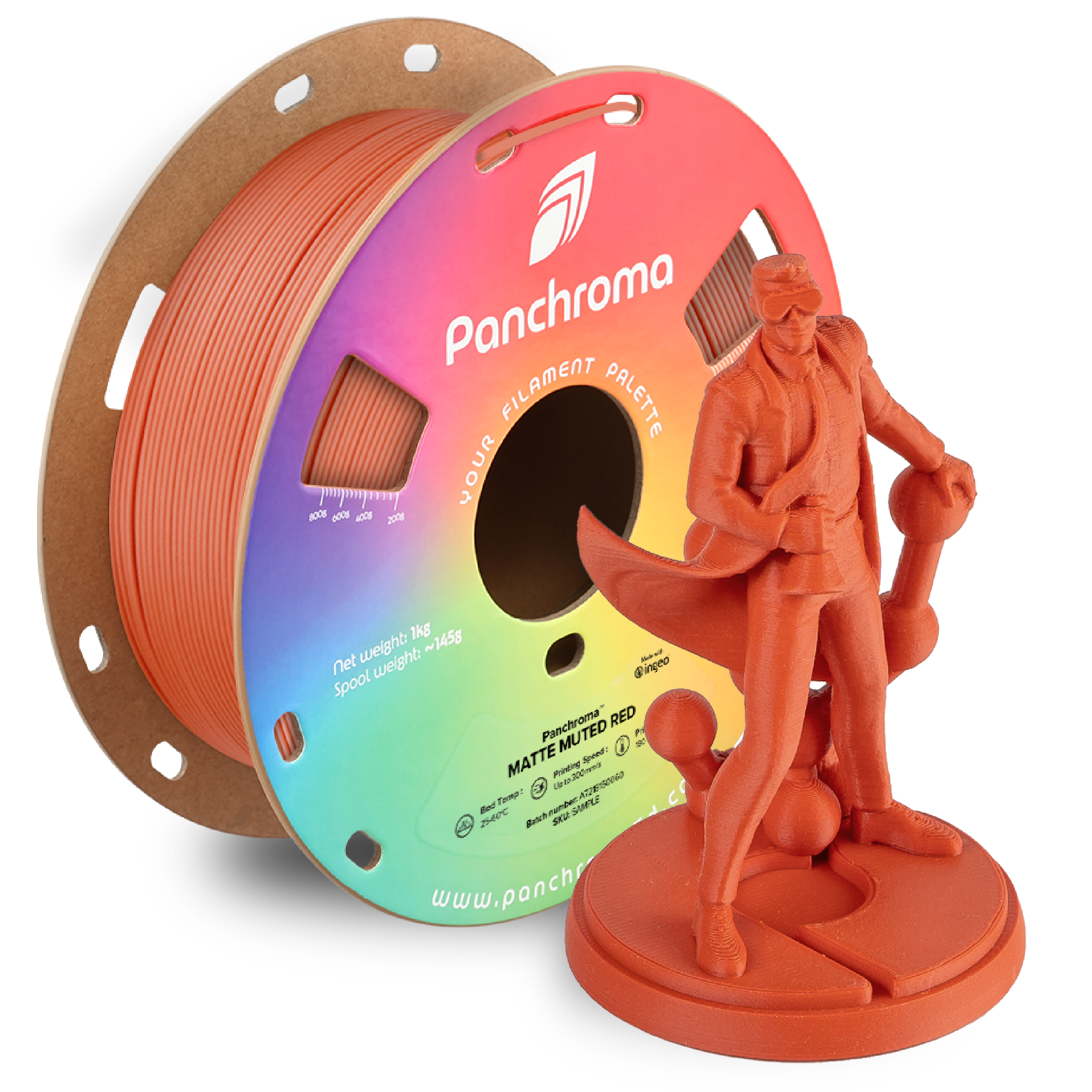 Filamento PLA Mate Panchroma color rojo apagado