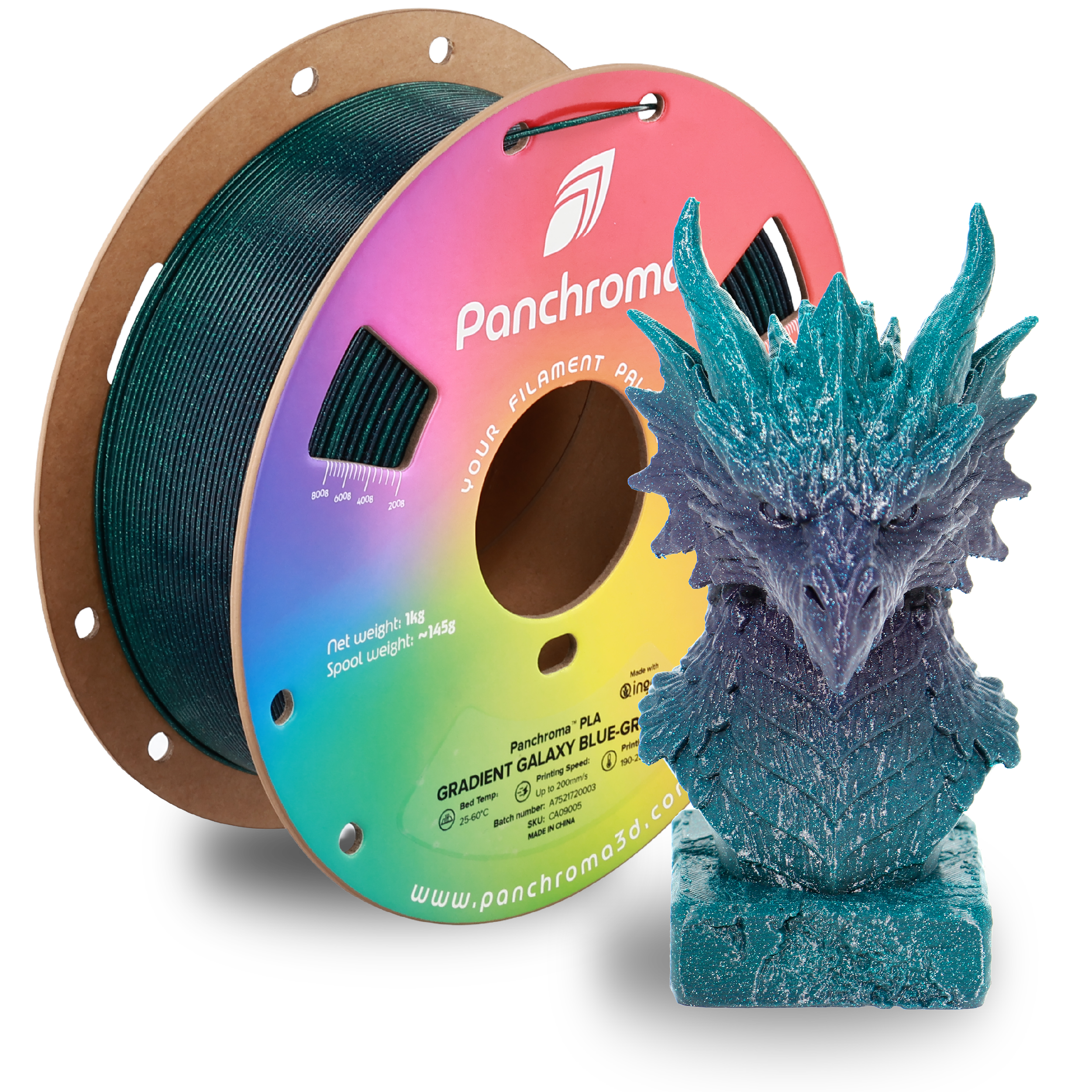 Filamento PLA Gradient Galaxy Panchroma color azul-verde