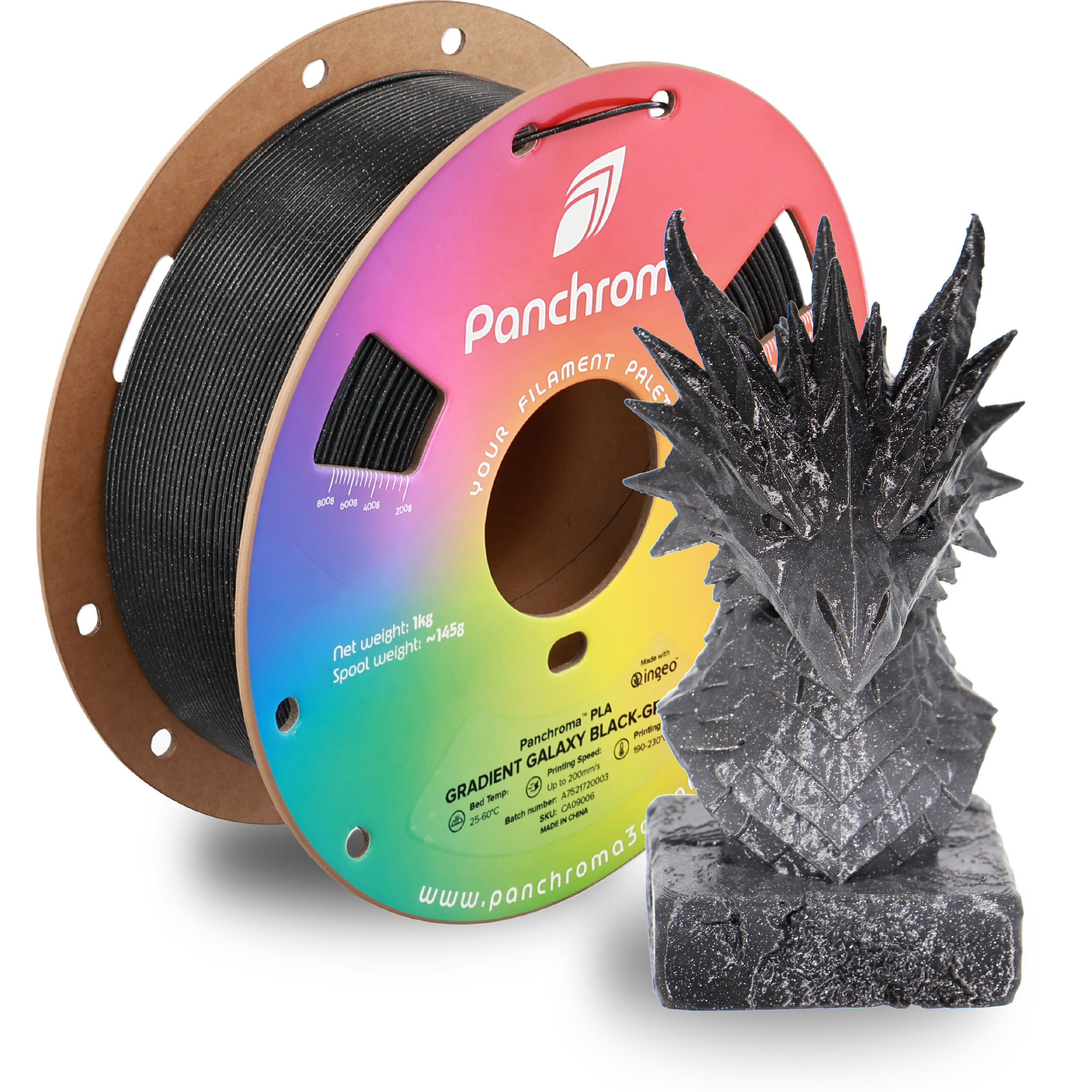 Filamento PLA Gradient Galaxy Panchroma color negro-gris