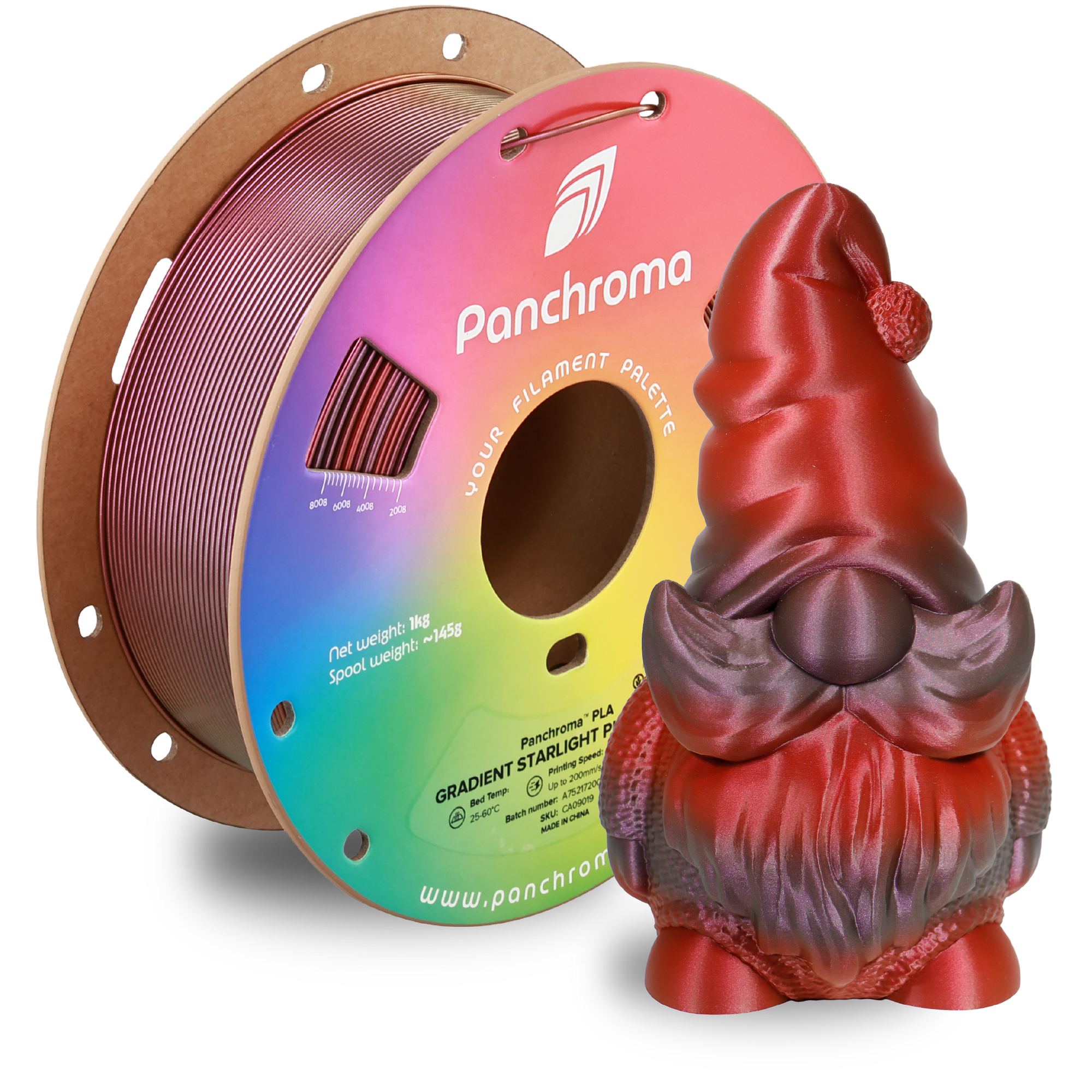 Filamento PLA Gradient Starlight Panchroma color púrpura-rojo
