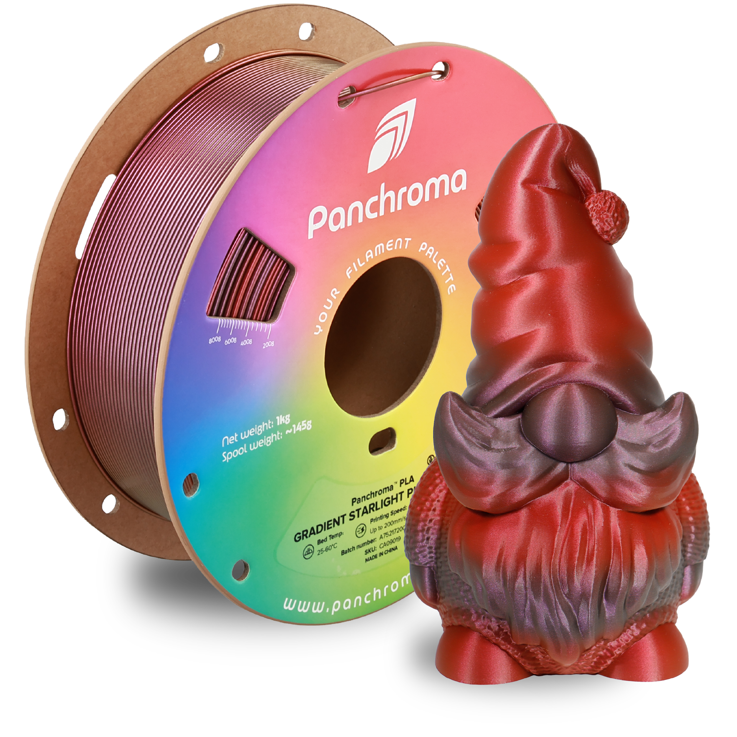 Filamento PLA Gradient Starlight Panchroma color púrpura-rojo