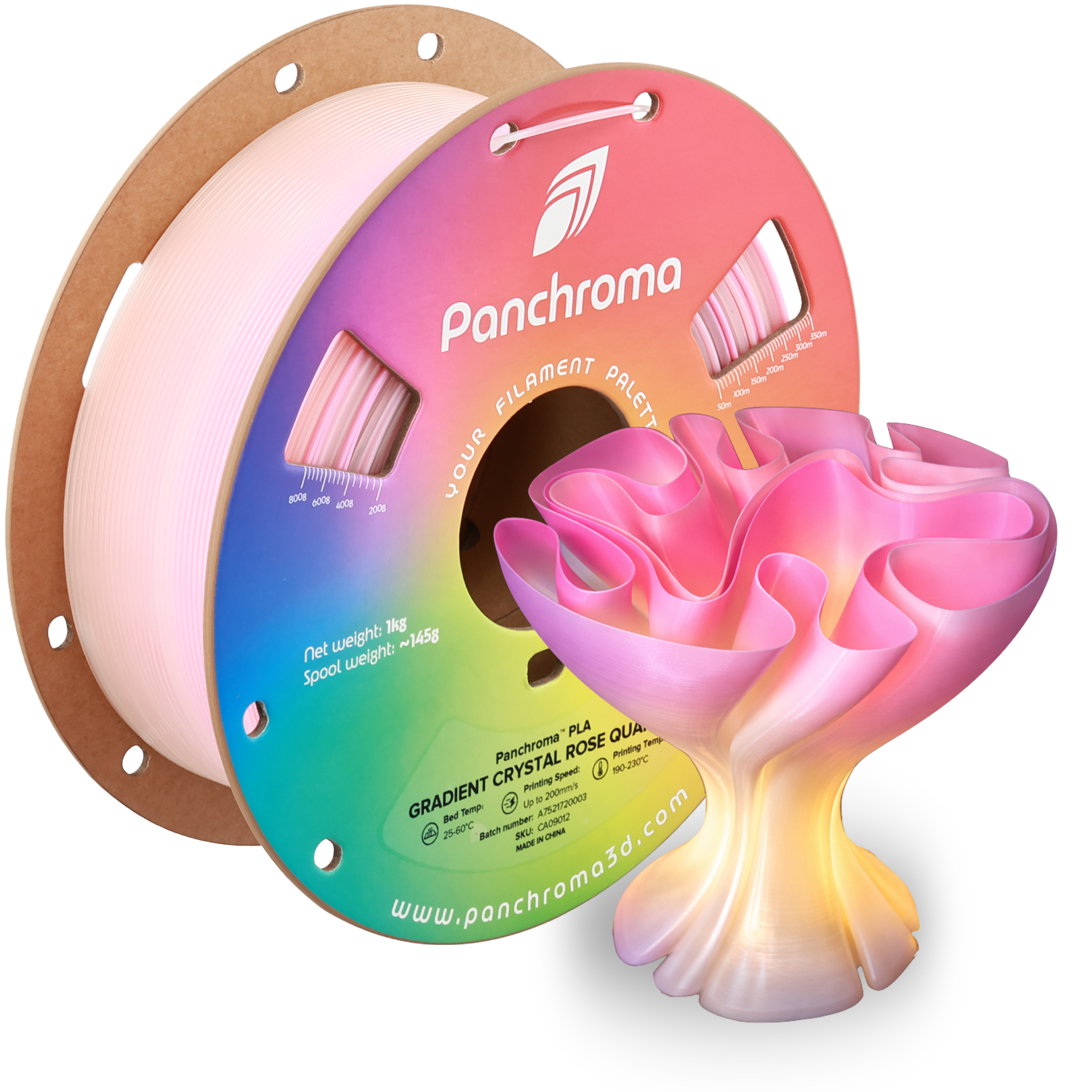 Filamento PLA Gradient Crystal Panchroma color Cuarzo Rosado