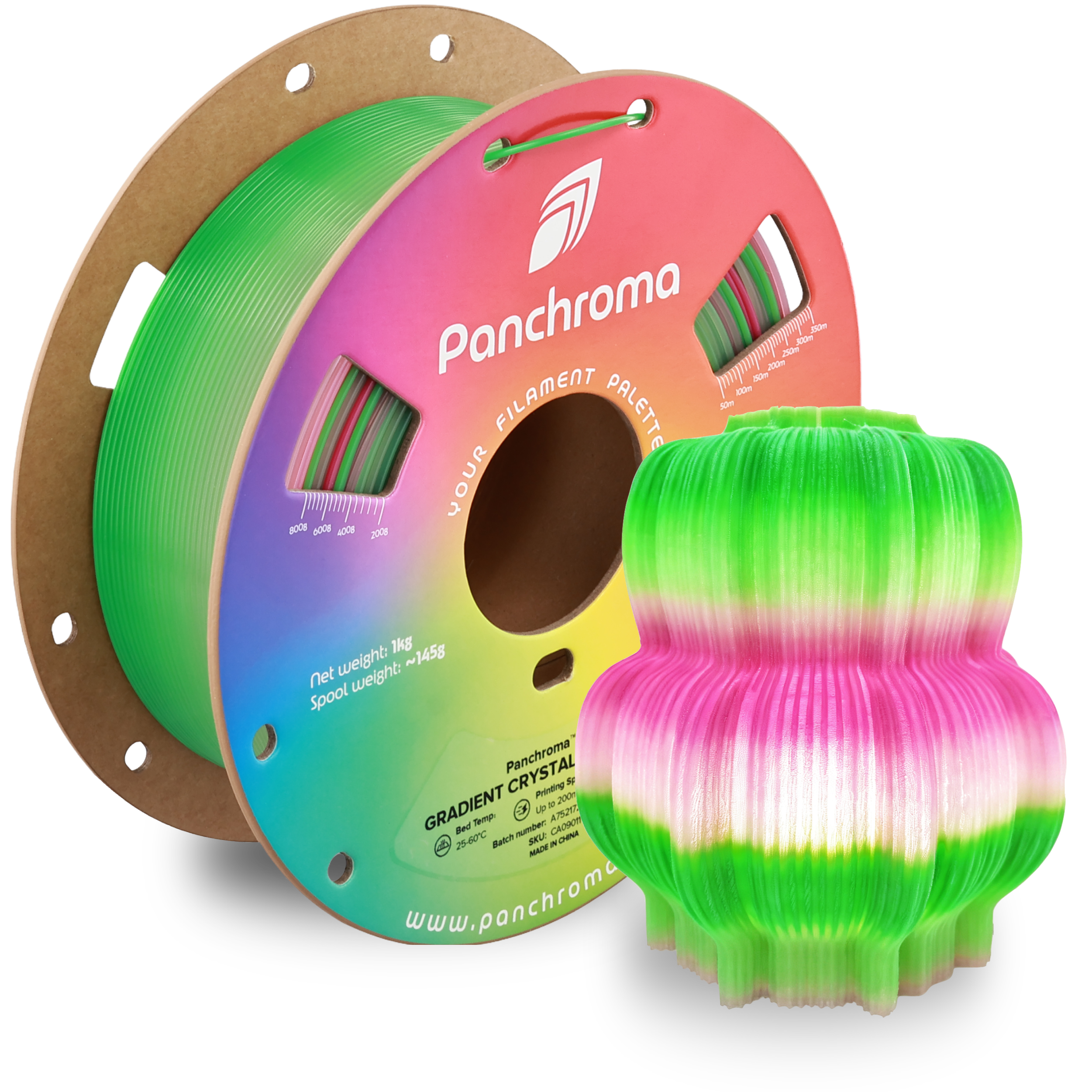 Filamento PLA Gradient Crystal Panchroma color Turmalina (verde-rosa)