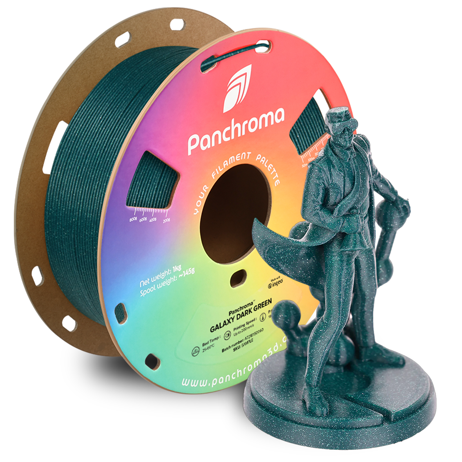 Filamento PLA Galaxy Panchroma color verde oscuro