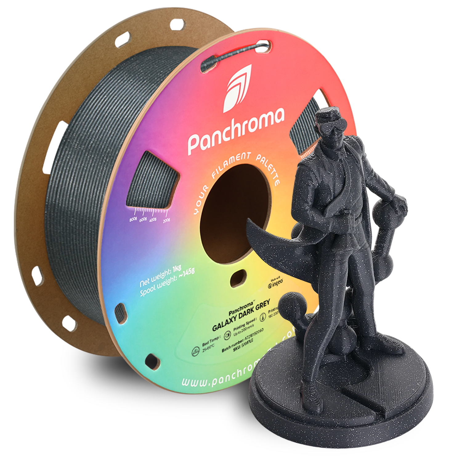 Filamento PLA Galaxy Panchroma color gris oscuro