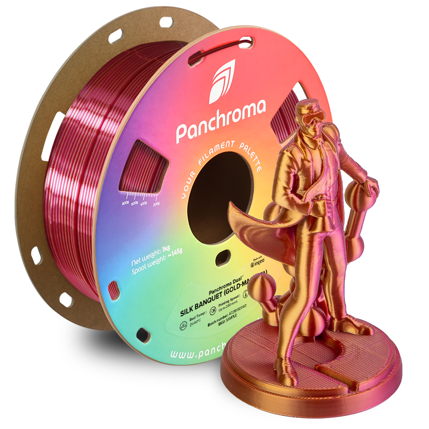 Filamento PLA Dual Silk Panchroma color Banquet (oro-magenta)