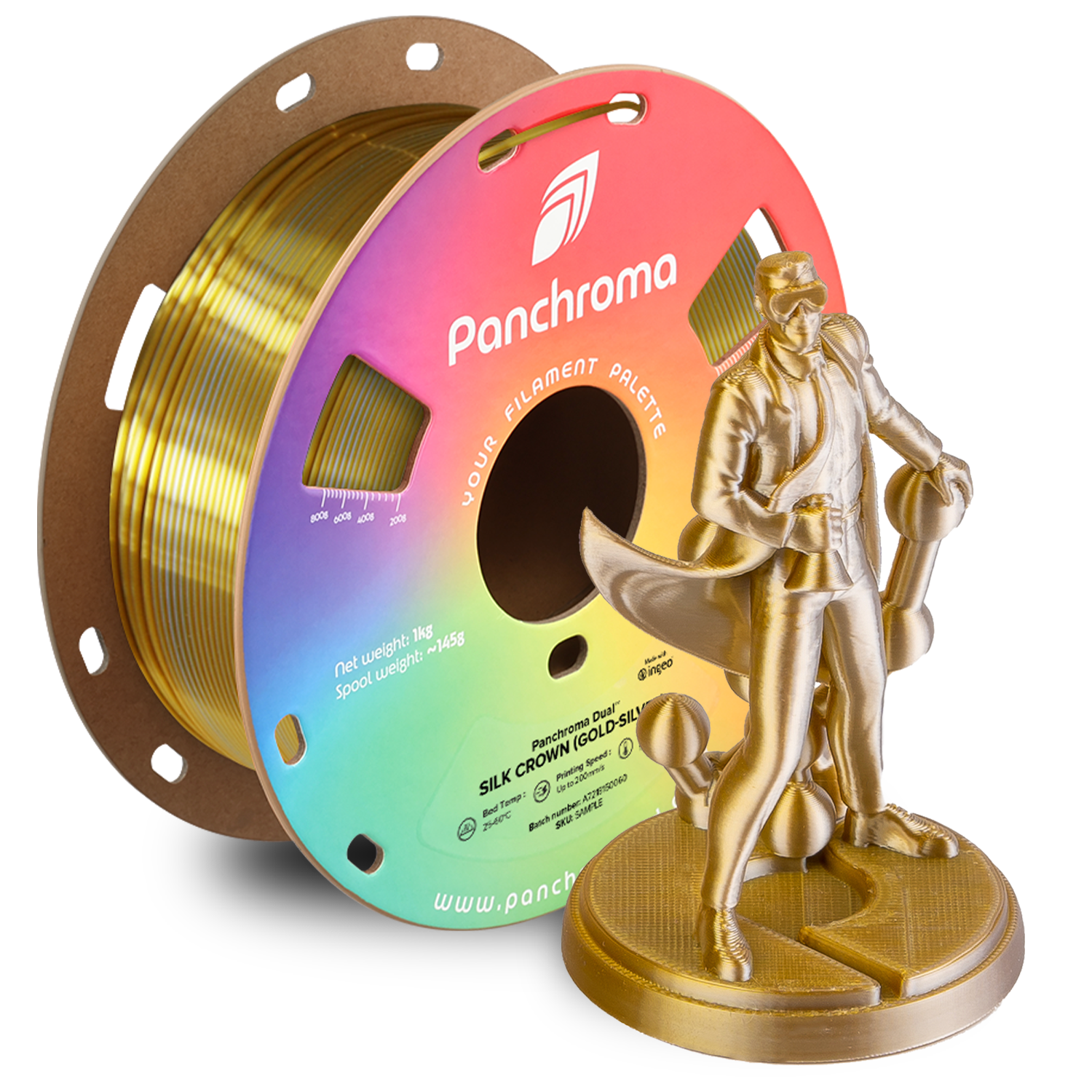 Filamento PLA Dual Silk Panchroma color Crown