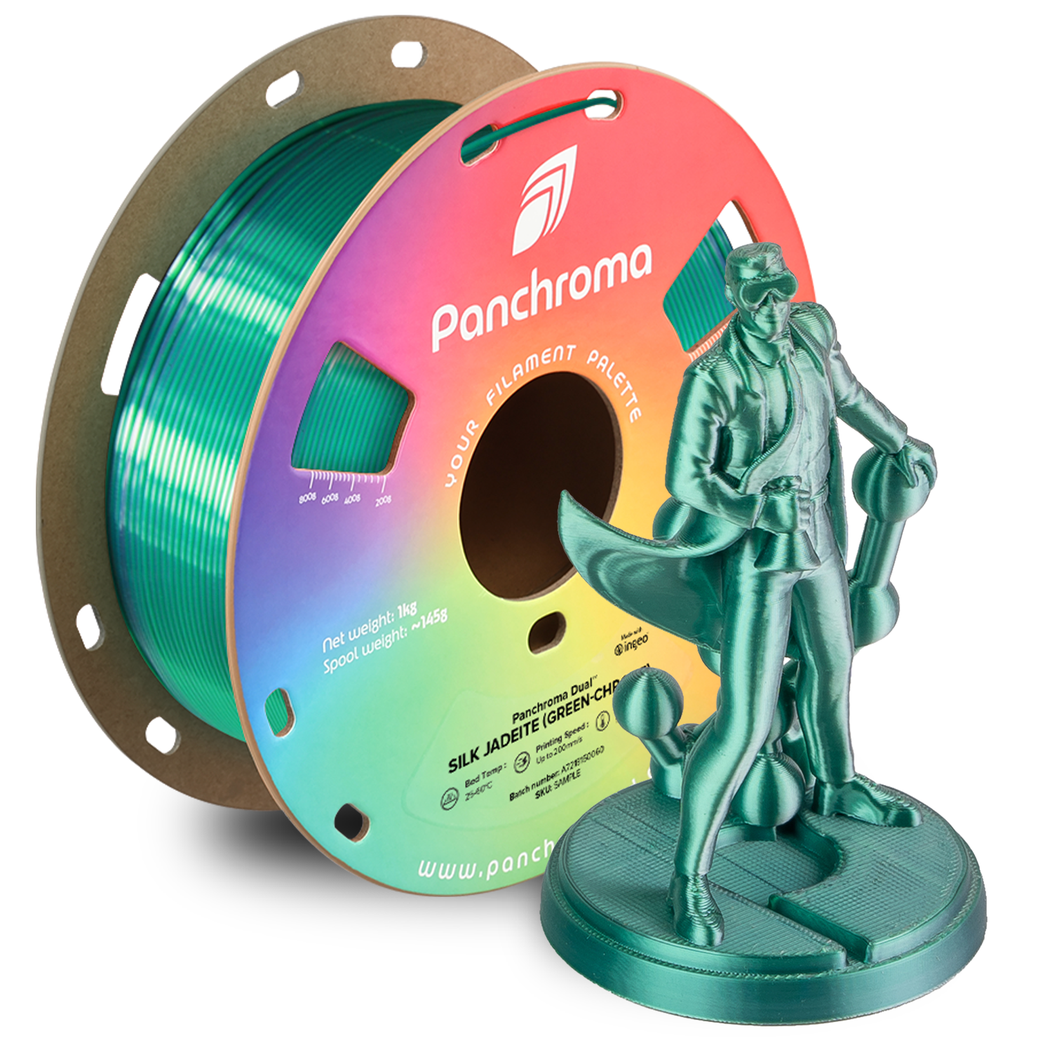 Filamento PLA Dual Silk Panchroma color Jadeite