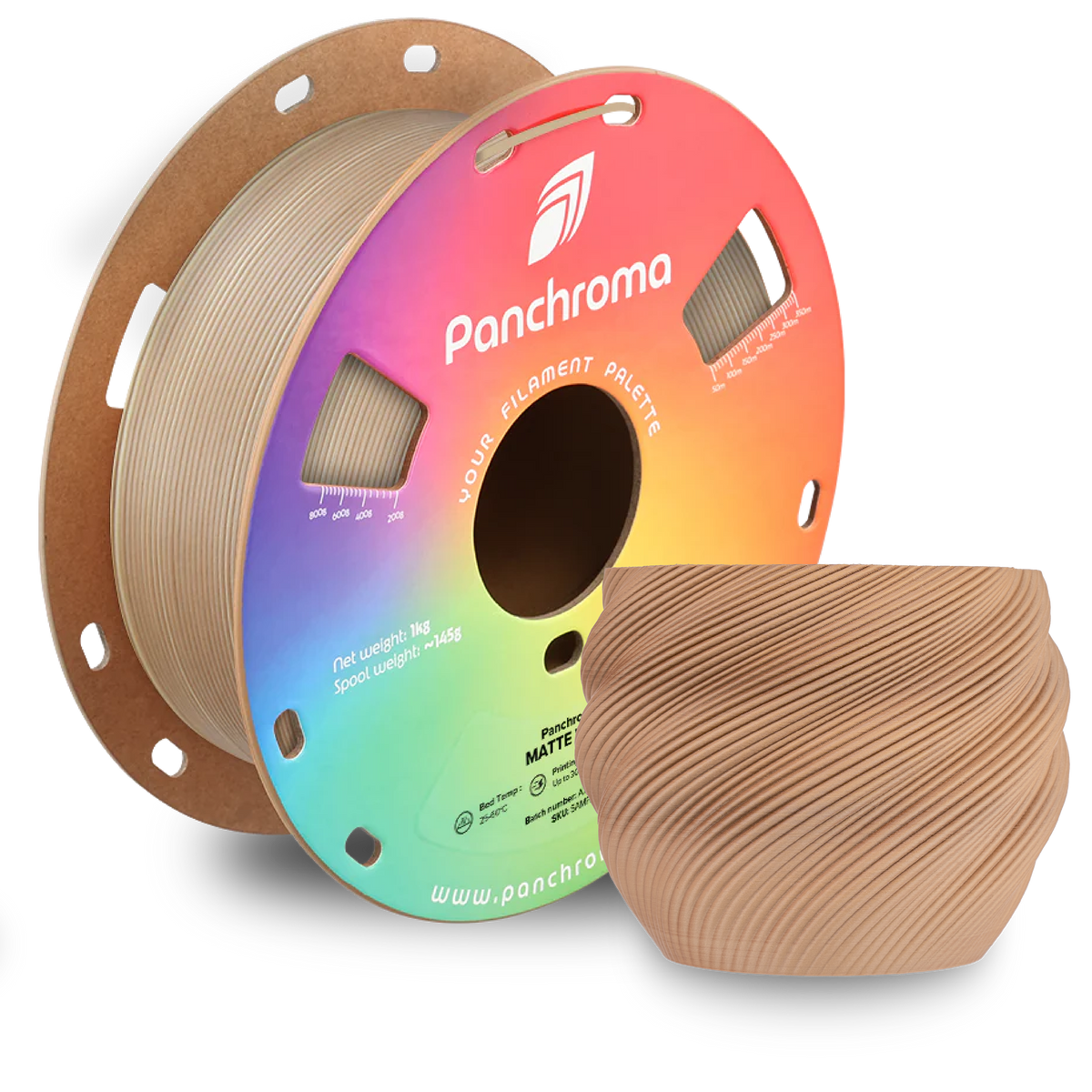 Filamento PLA Mate Gradiente Panchroma color madera degradado - bobina