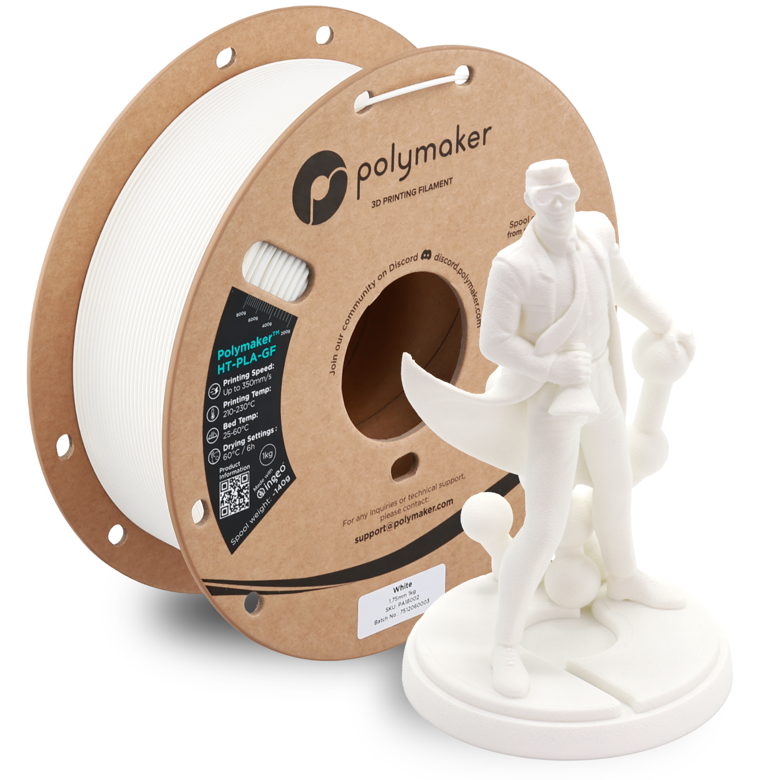 Filamento HT-PLA-GF Polymaker color blanco