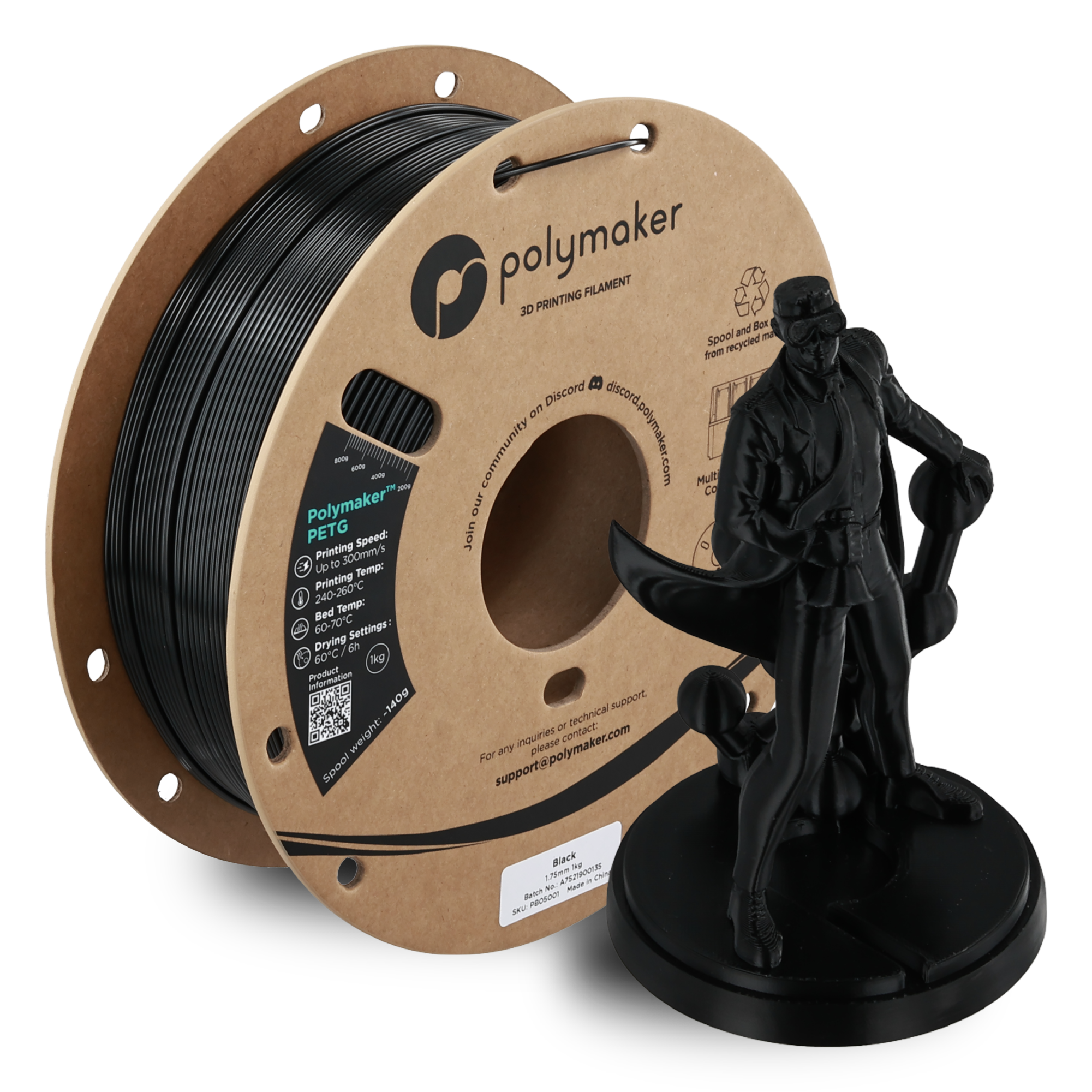 Filamento PETG Polymaker color negro