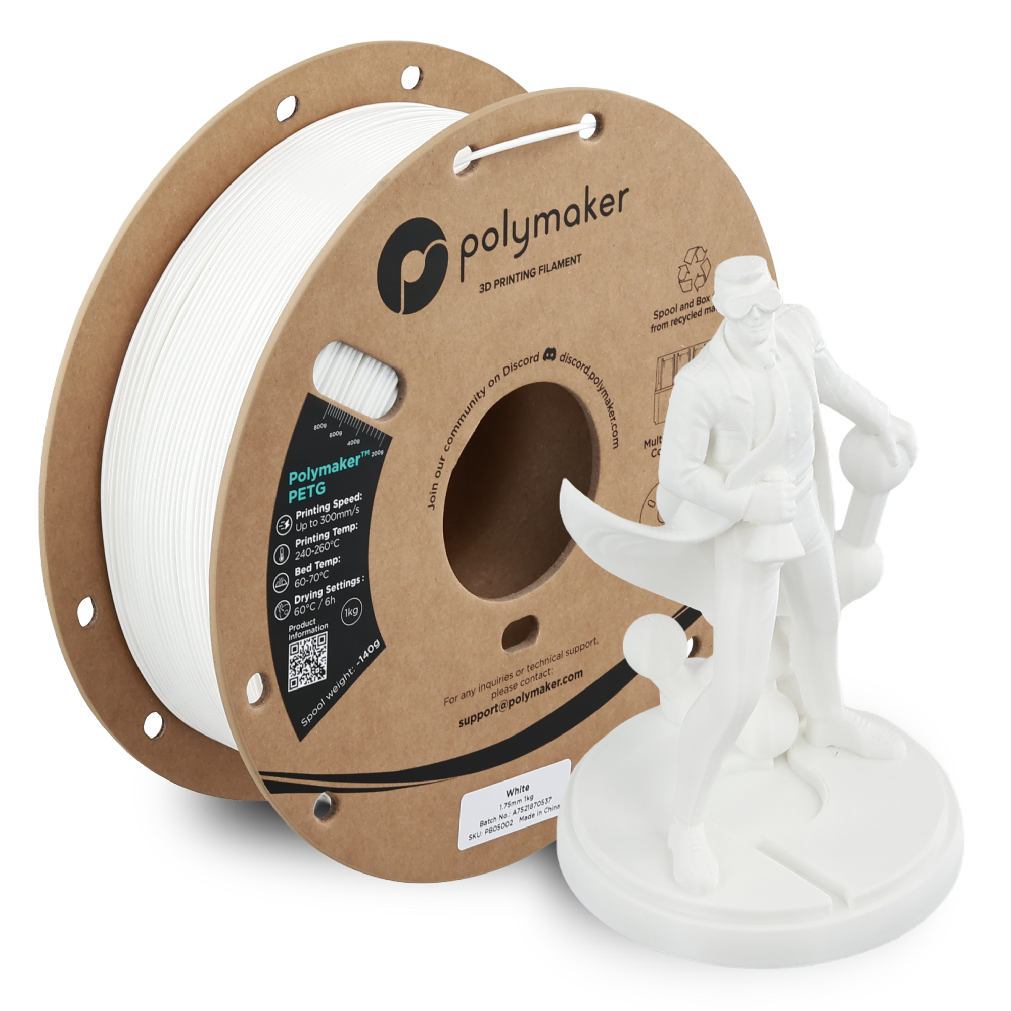 Filamento PETG Polymaker color blanco