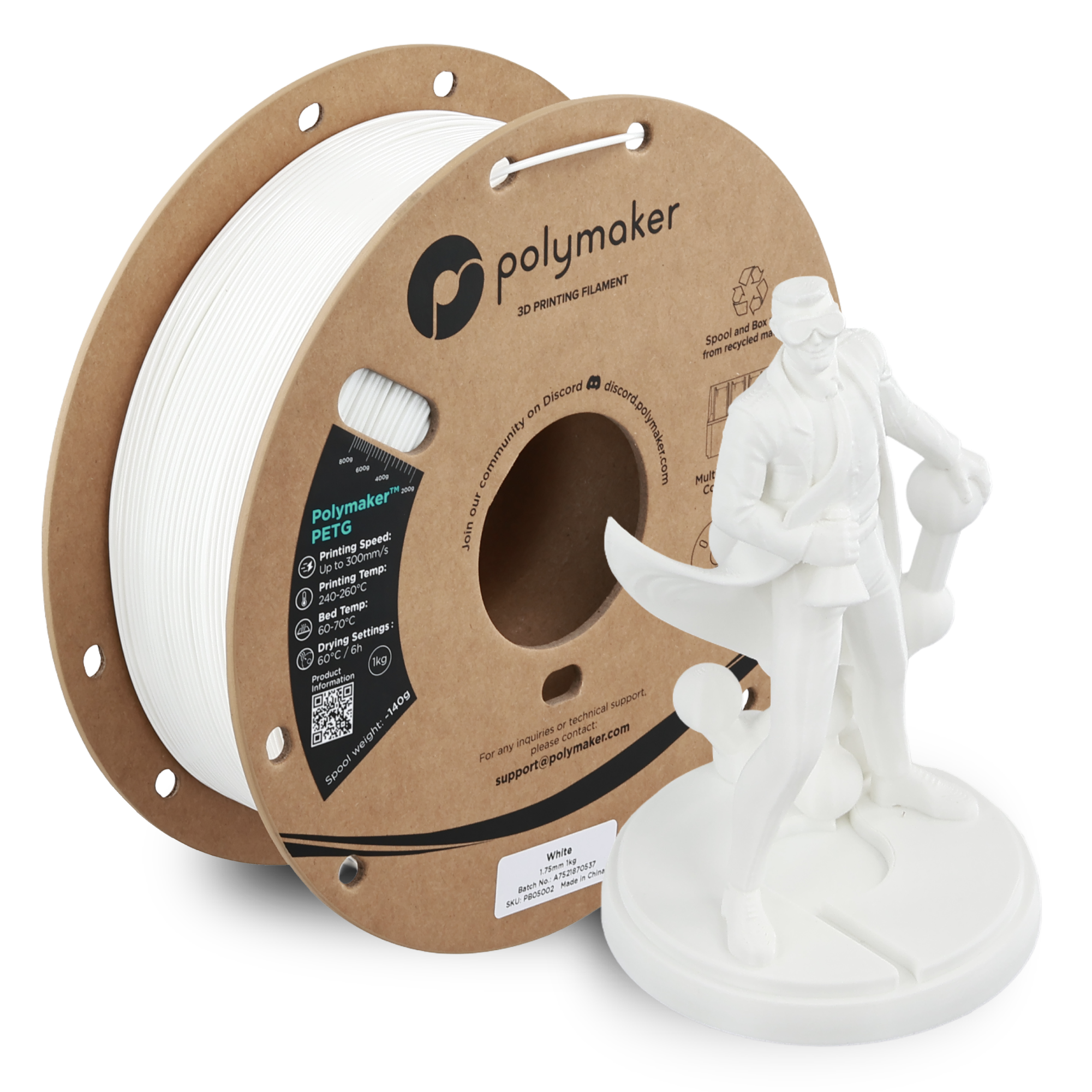 Filamento PETG Polymaker color blanco