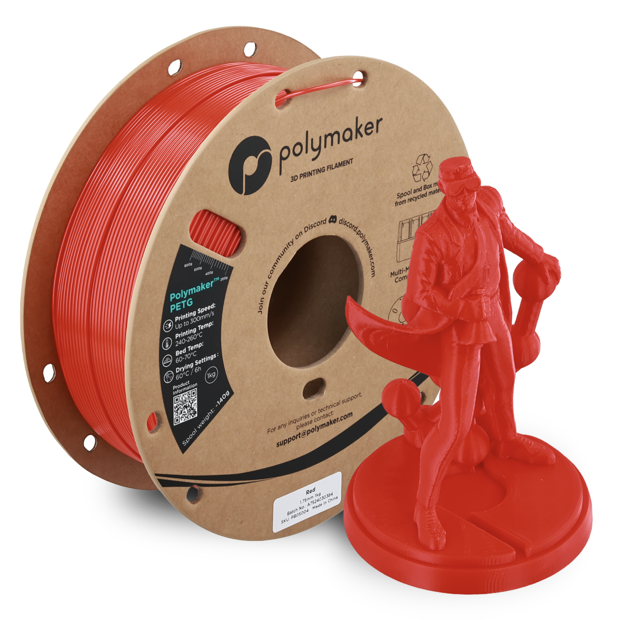 Filamento PETG Polymaker color rojo
