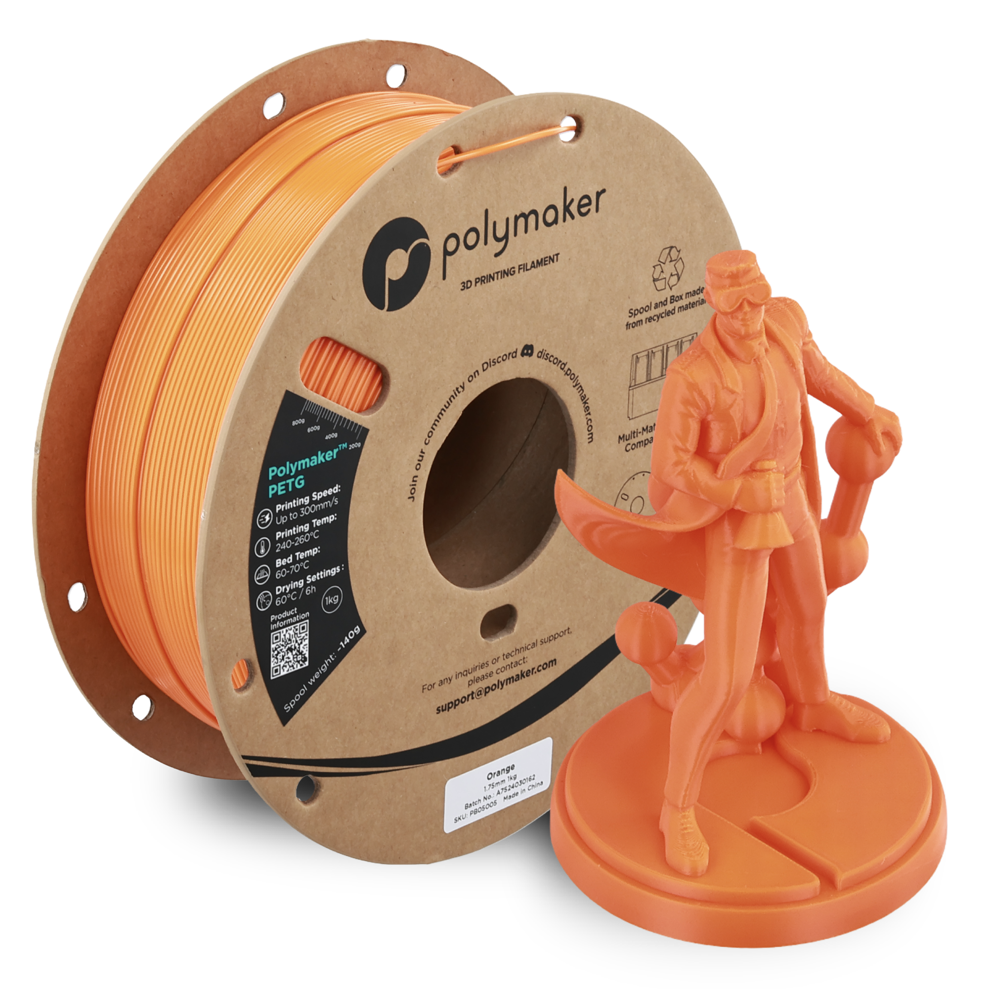 Filamento PETG Polymaker color naranja