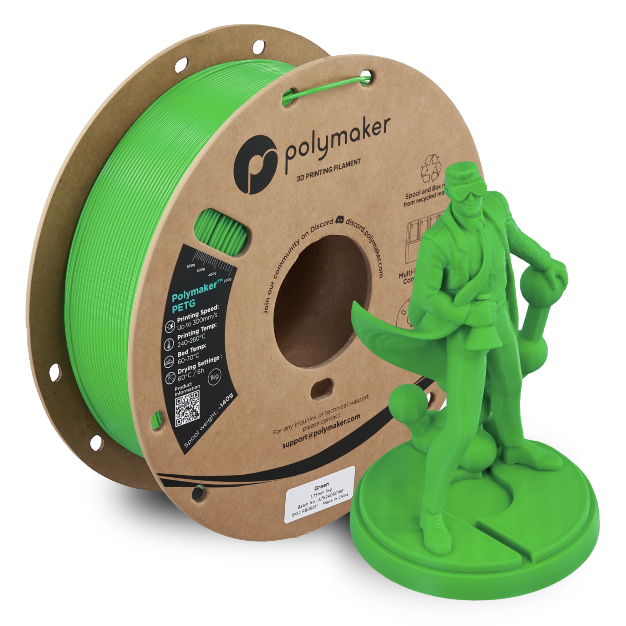 Filamento PETG Polymaker color verde