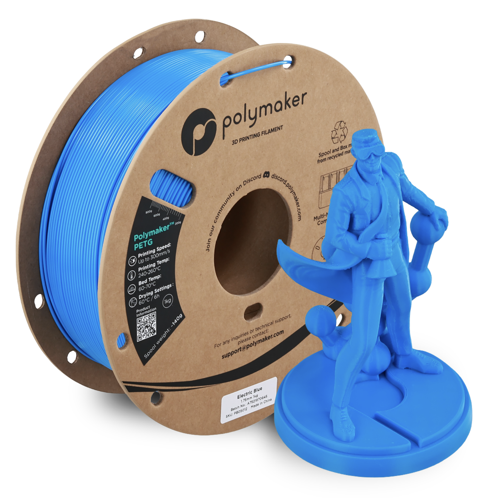 Filamento PETG Polymaker color azul eléctrico