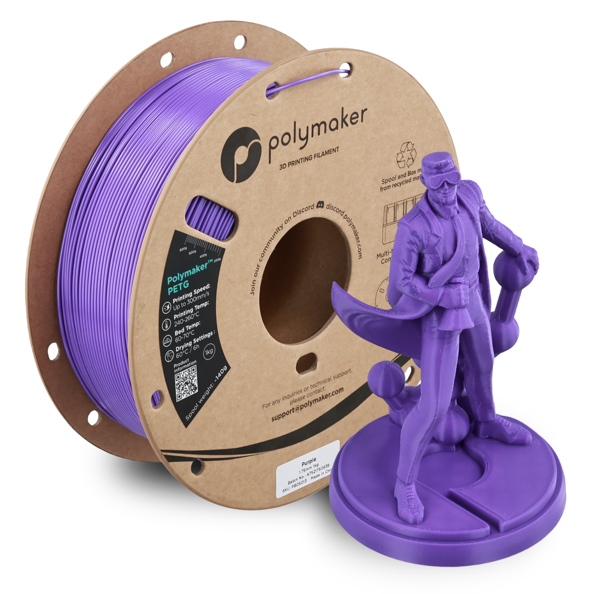 Filamento PETG Polymaker color morado