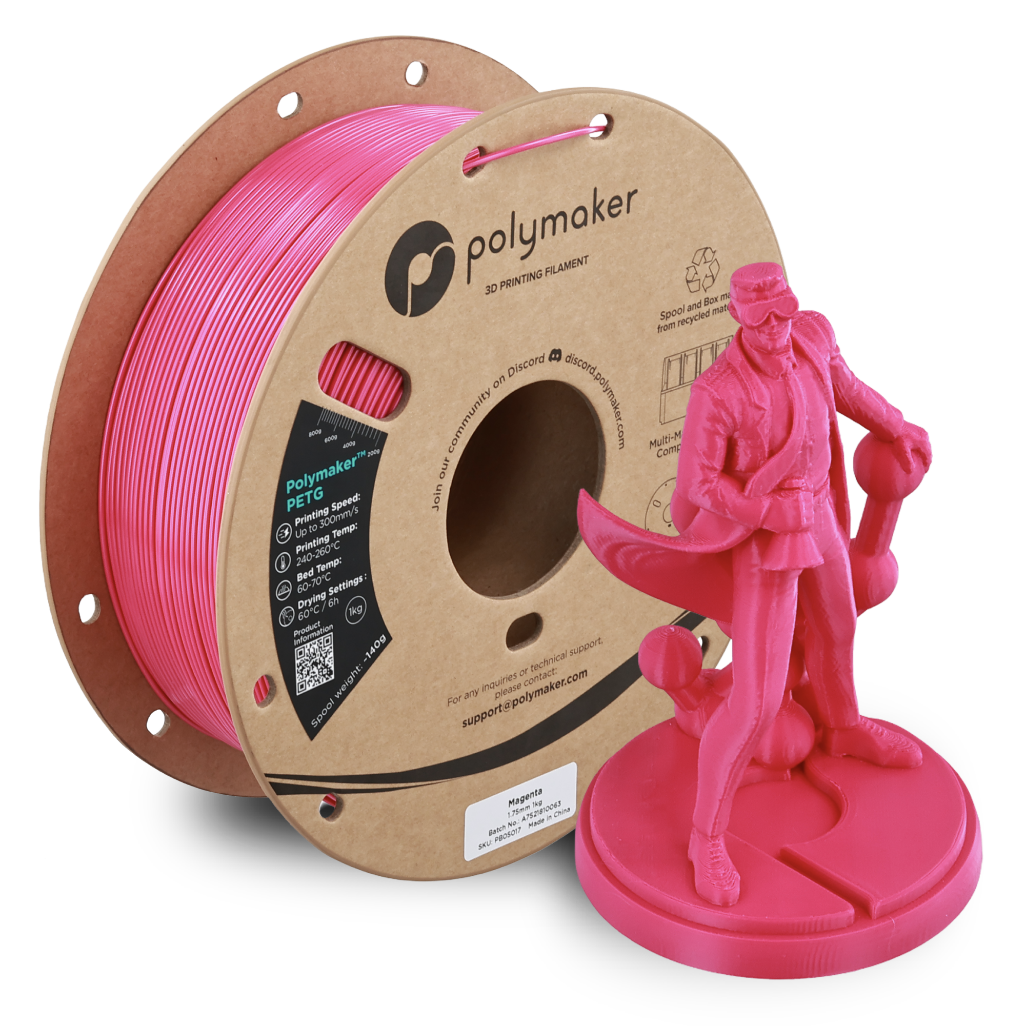 Filamento PETG Polymaker color magenta
