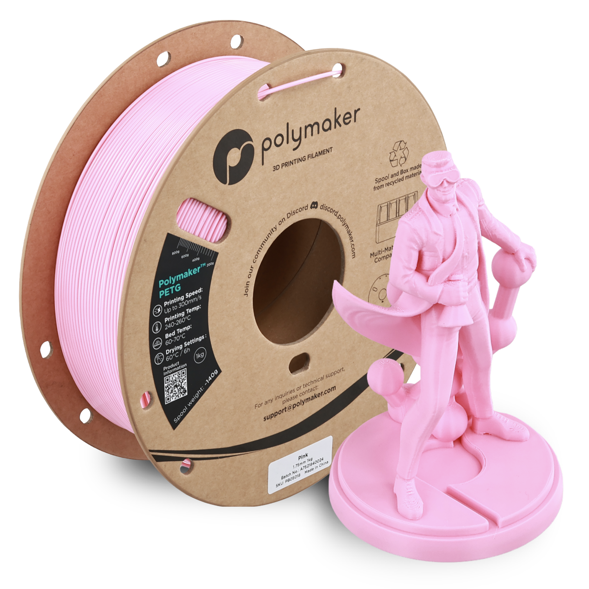 Filamento PETG Polymaker color rosado
