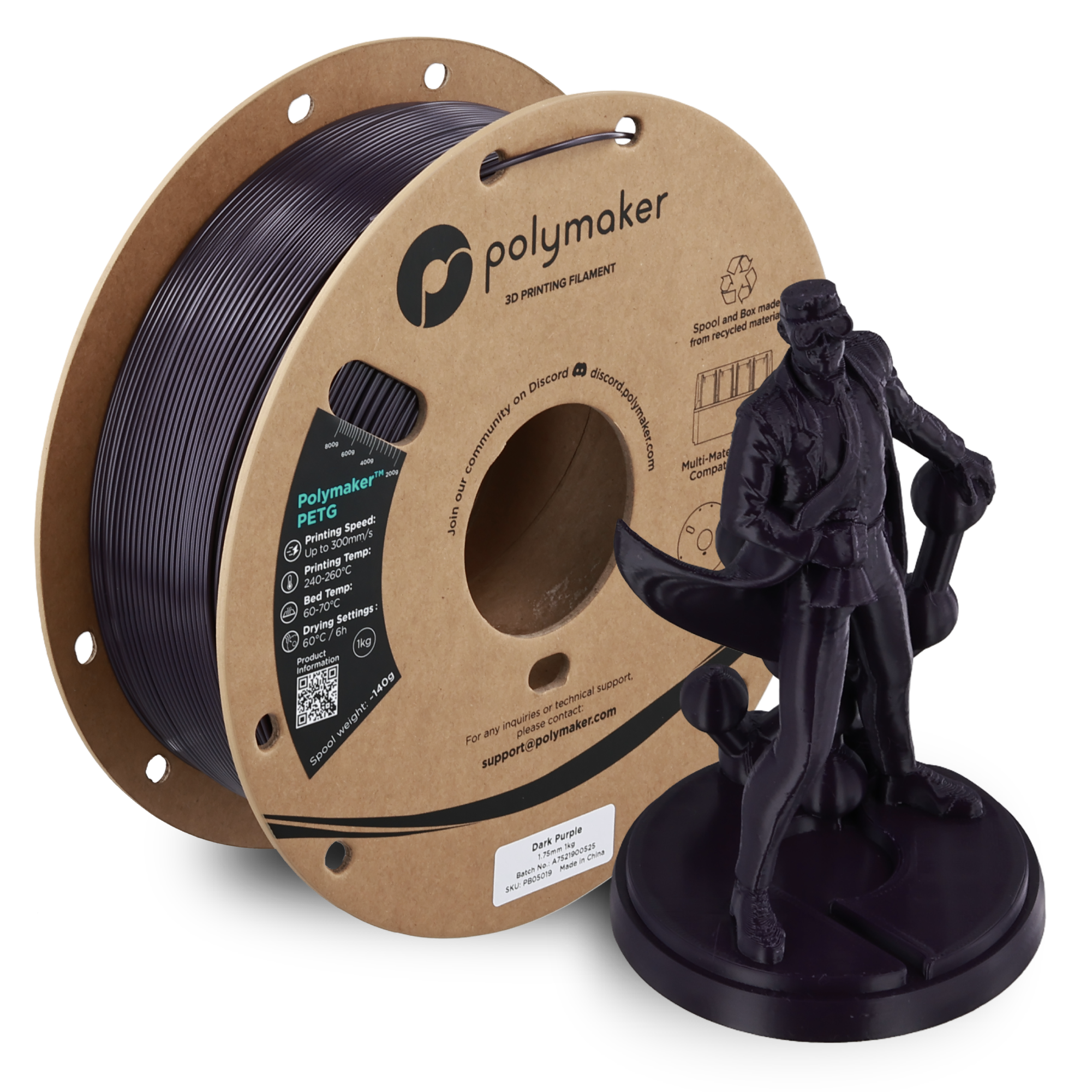 Filamento PETG Polymaker color morado oscuro
