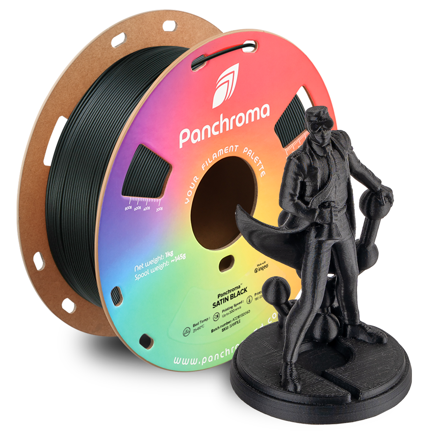 Filamento PLA Satinado Panchroma color negro