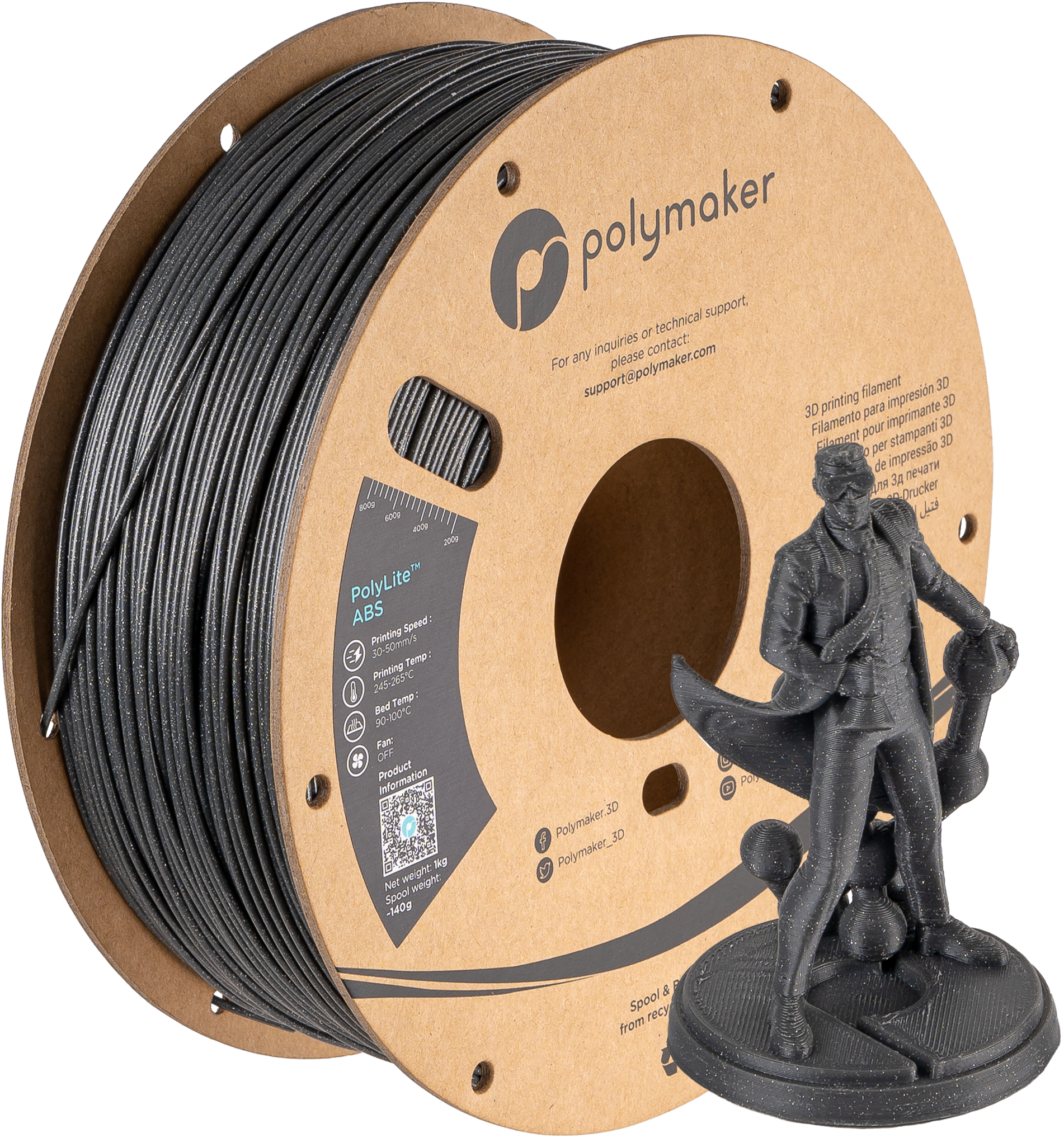 Filamento ABS Galaxy PolyLite color gris oscuro galaxia