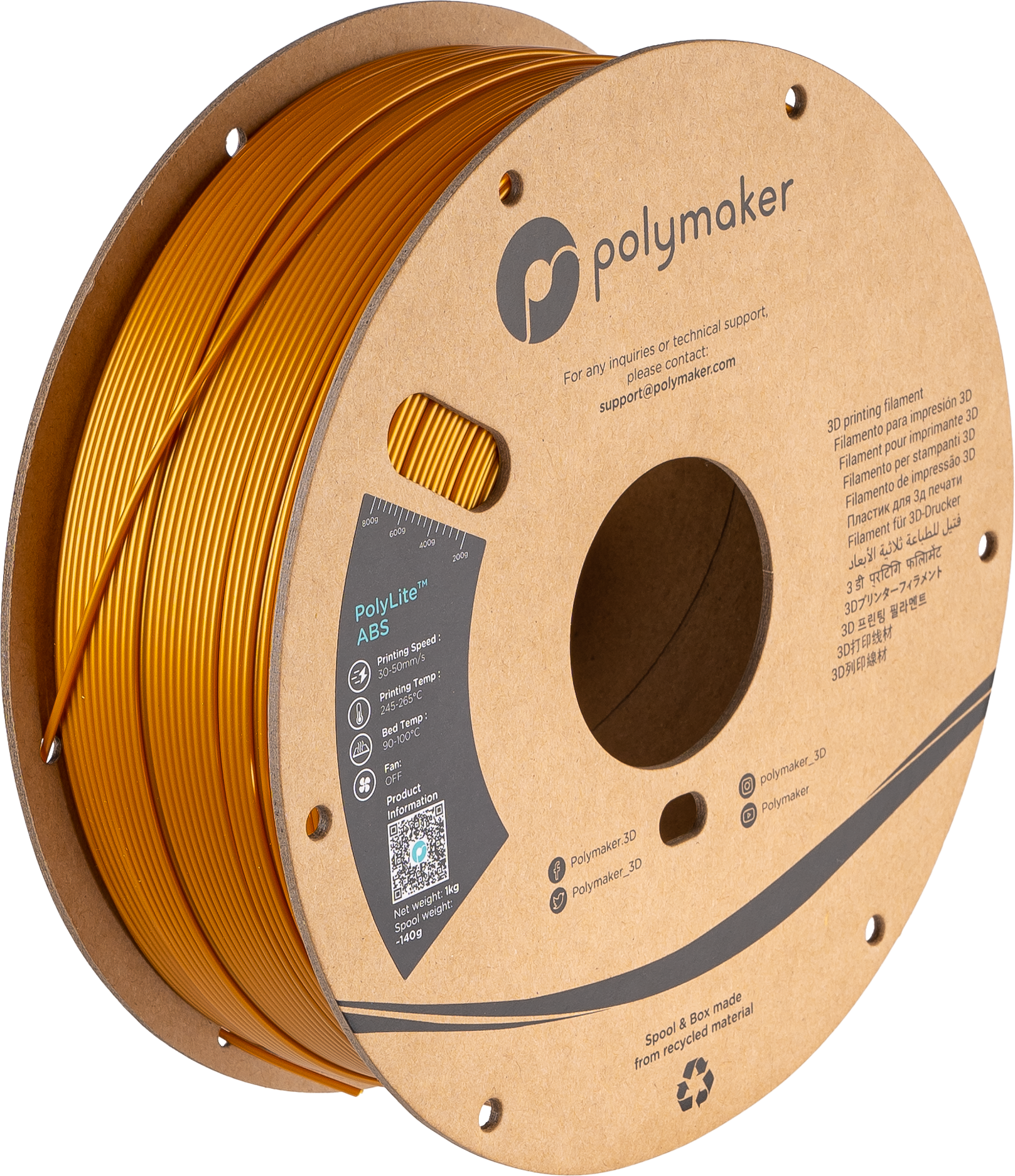 Filamento ABS PolyLite color dorado