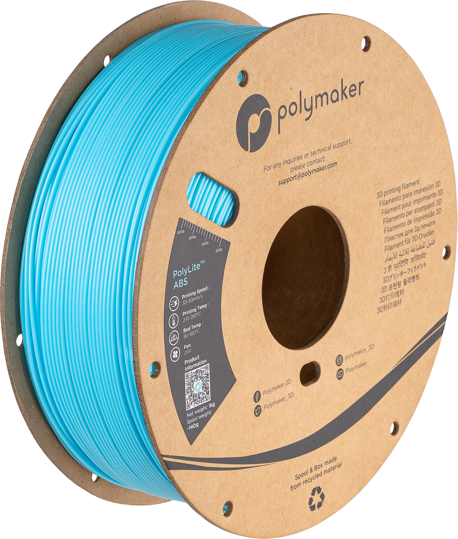 Filamento ABS PolyLite color azul claro