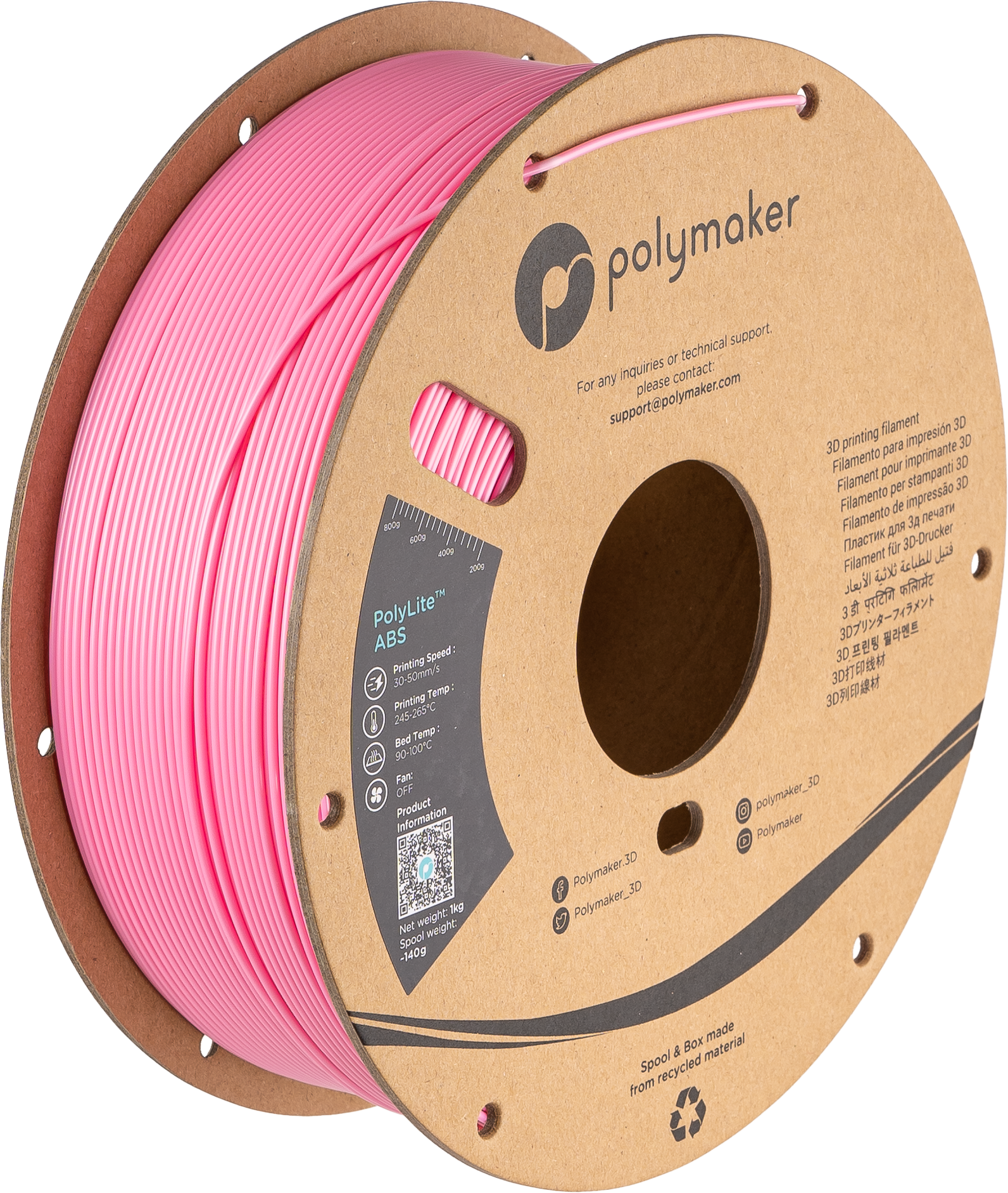 Filamento ABS PolyLite color rosado