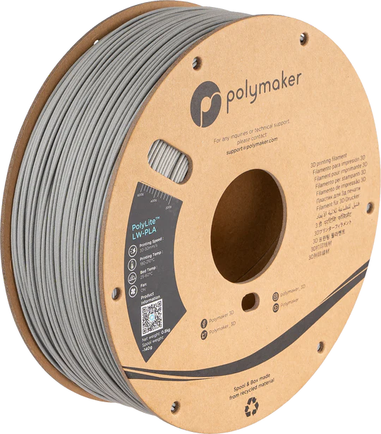 Filamento LW-PLA PolyLite color gris
