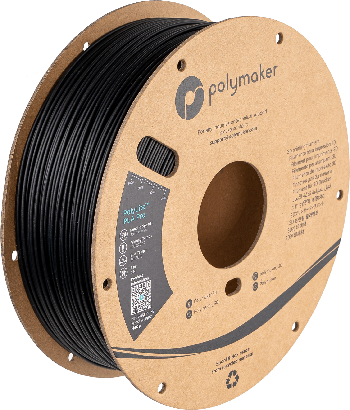 Filamento PLA Pro PolyLite color negro