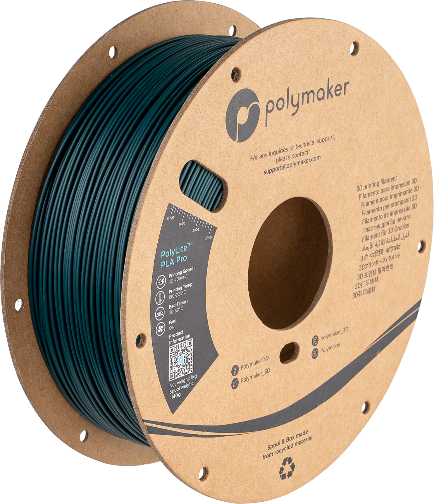 Filamento PLA Pro PolyLite color azul verdoso