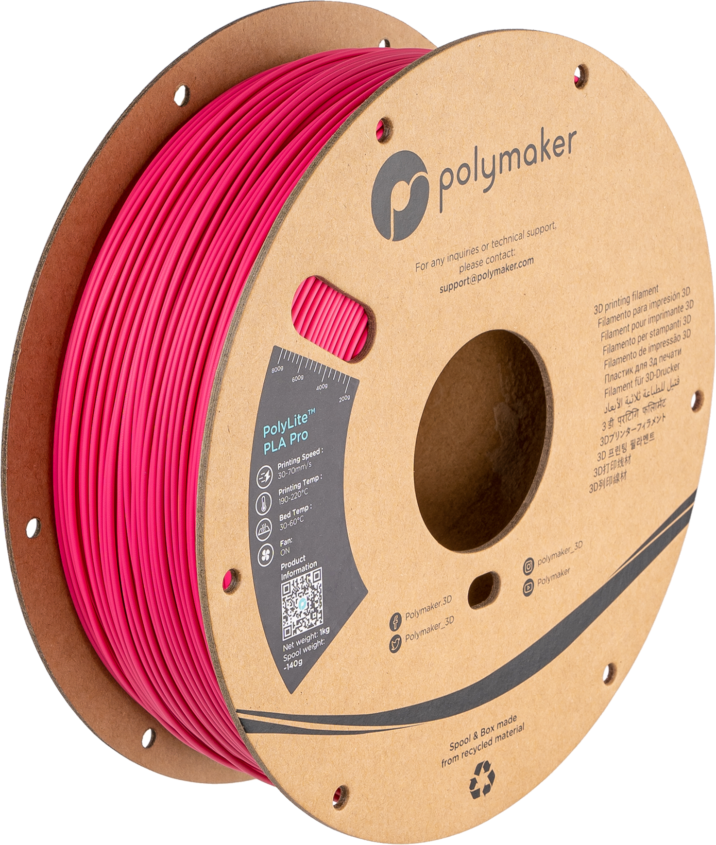 Filamento PLA Pro PolyLite color magenta