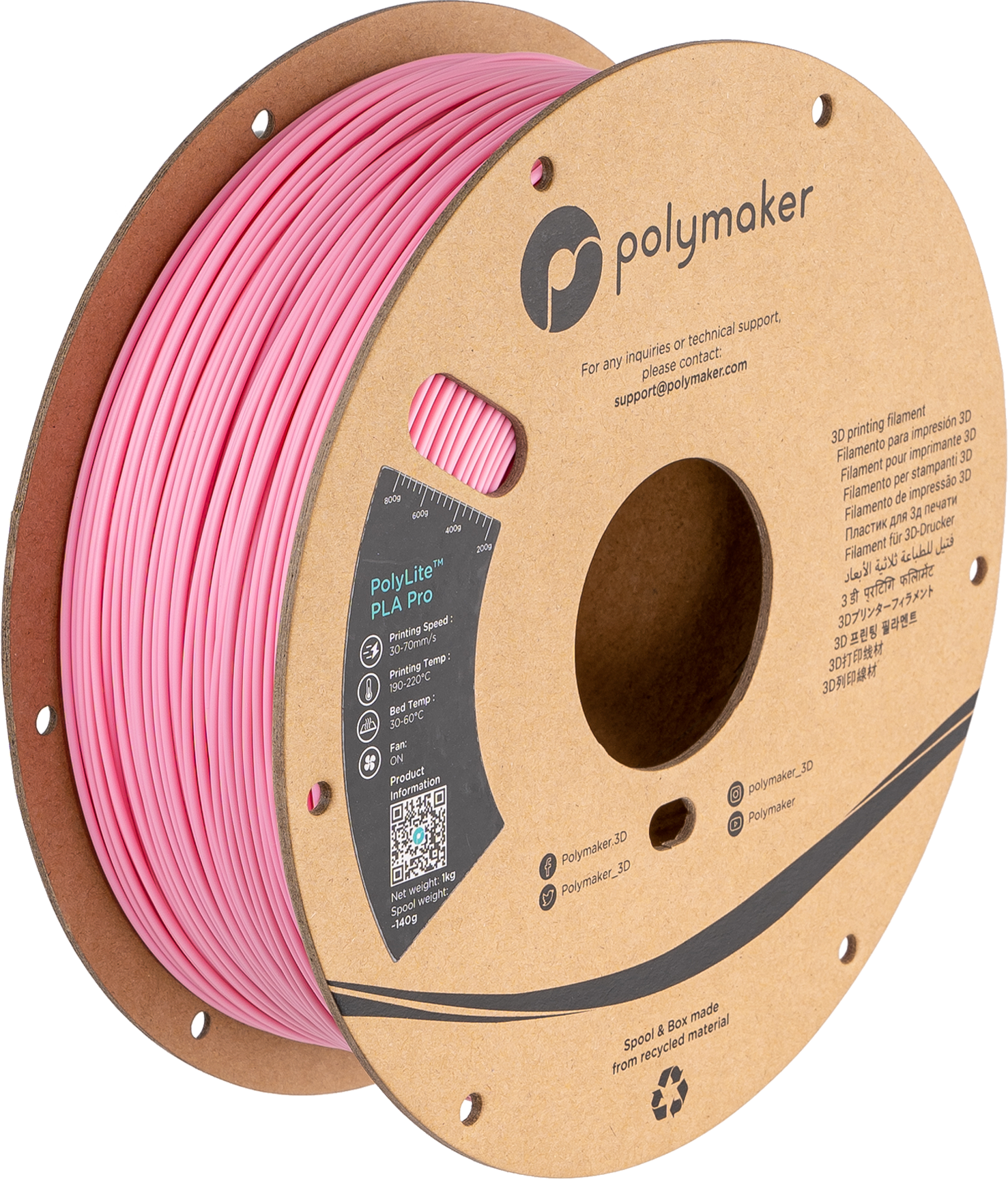 Filamento PLA Pro PolyLite color rosado
