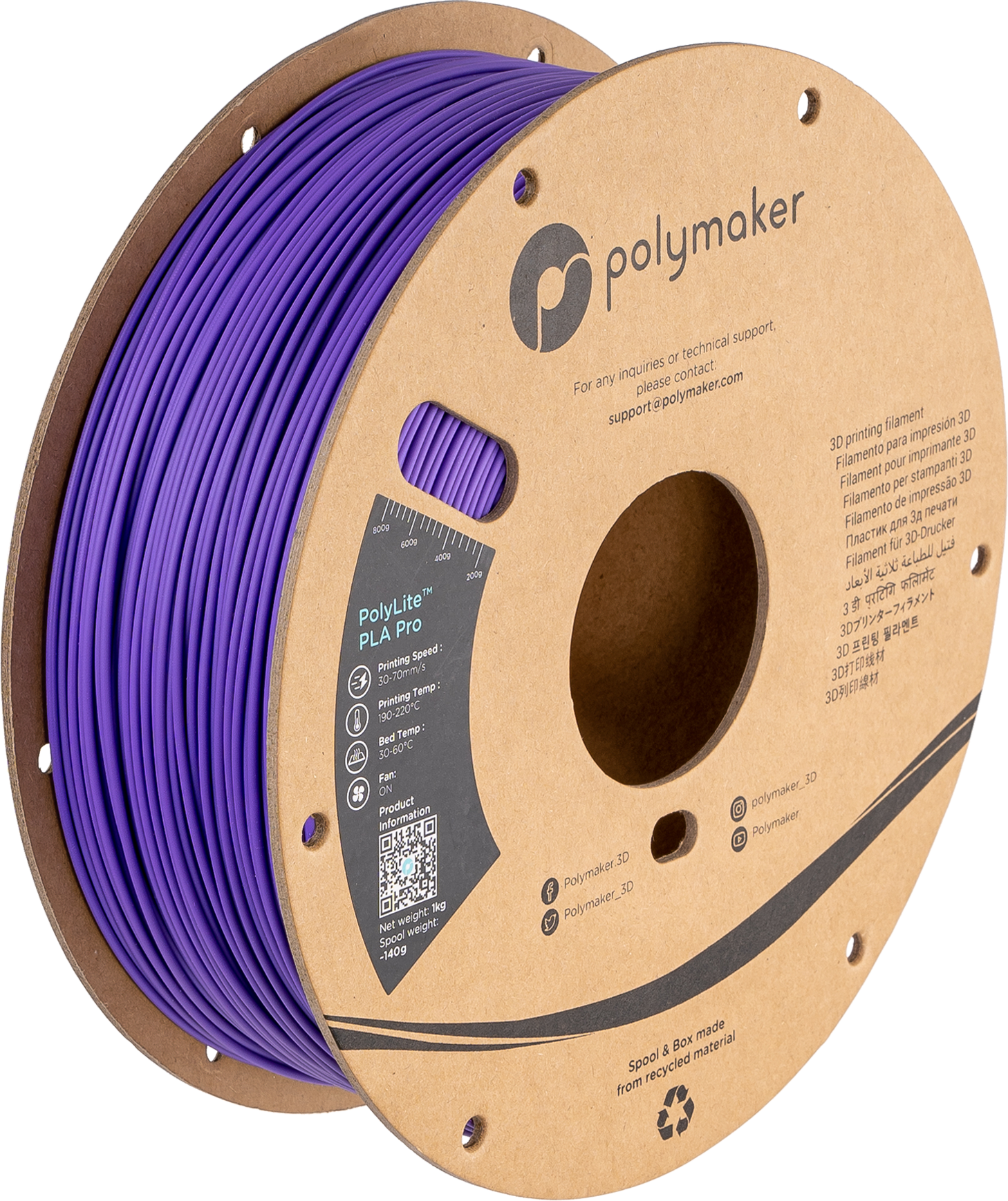 Filamento PLA Pro PolyLite color morado