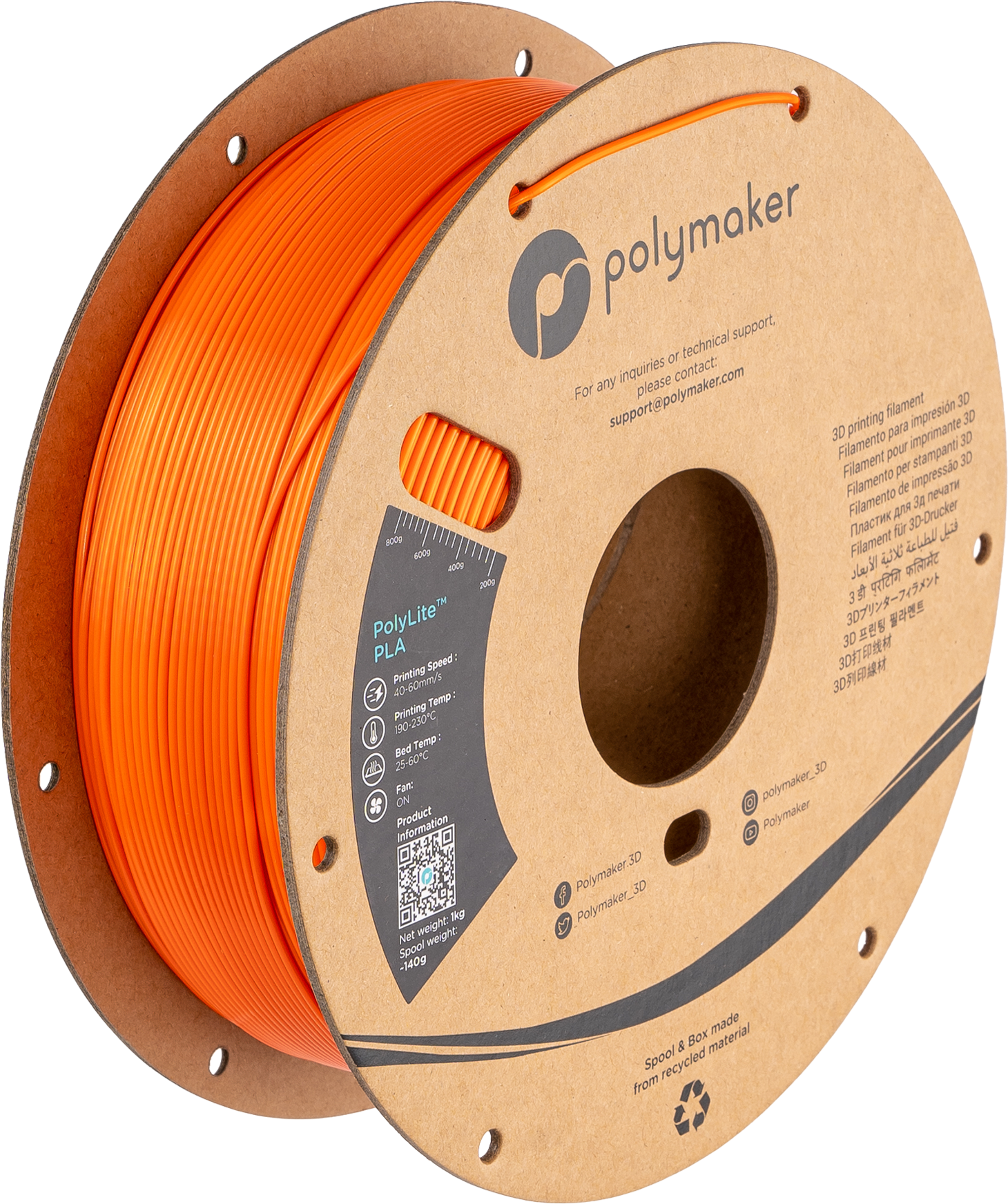 Filamento PLA Silk color naranja