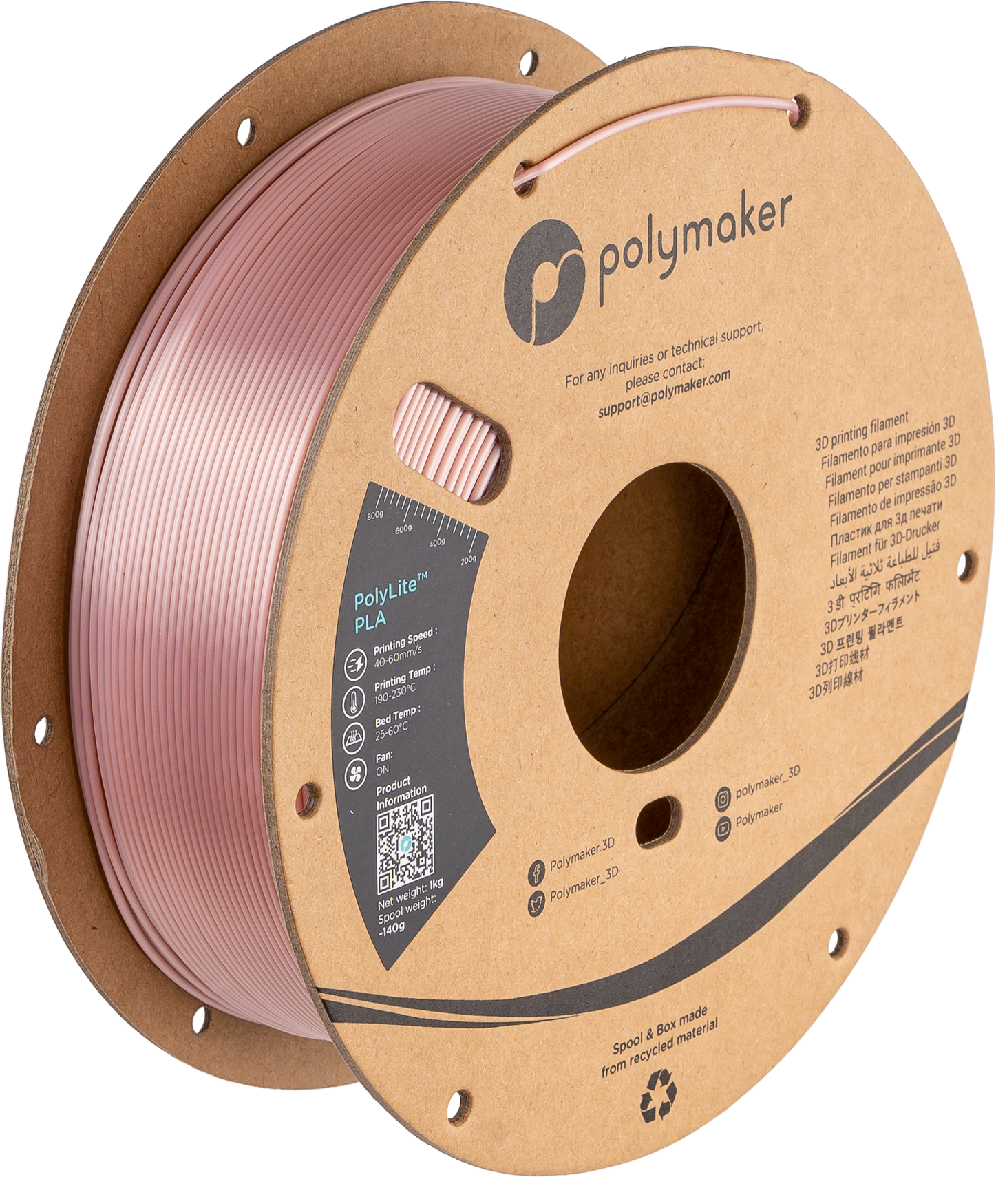Filamento PLA Silk color oro rosa