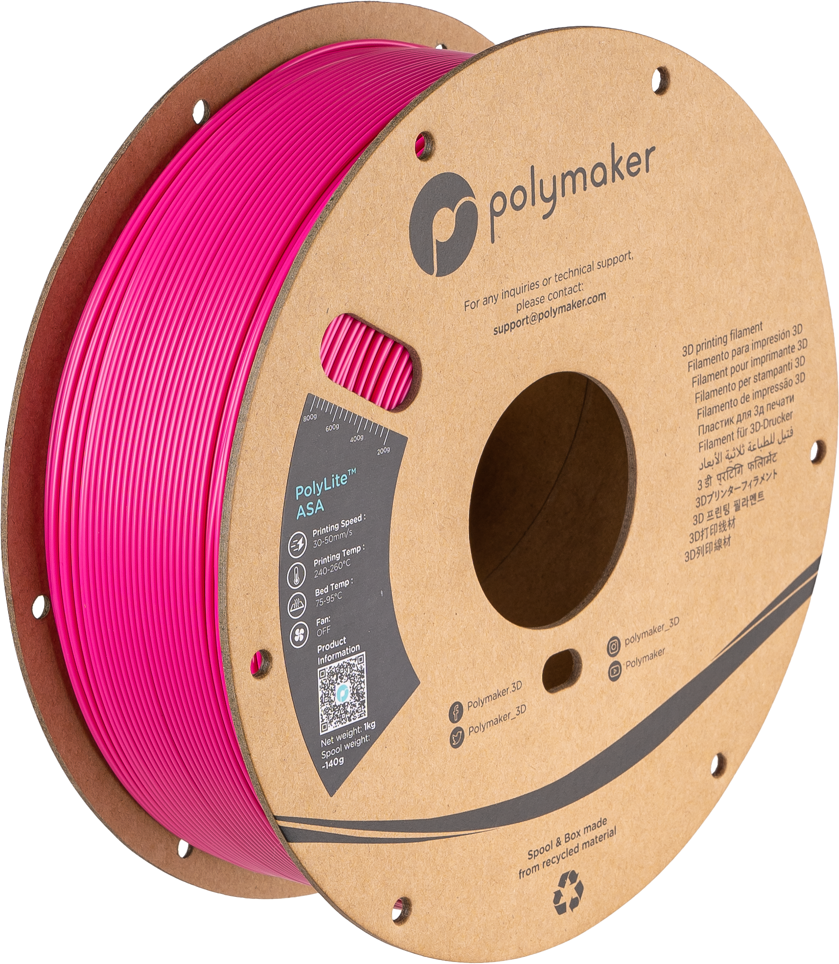 Filamento ASA PolyLite color rosado pop