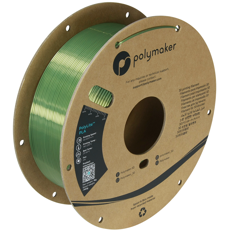Filamento PLA Silk color verde peridoto
