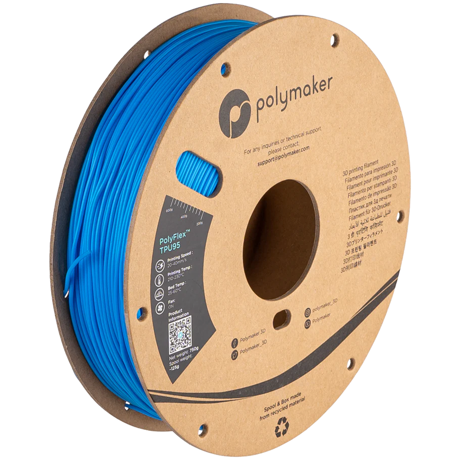 Filamento TPU95 PolyFlex color azul