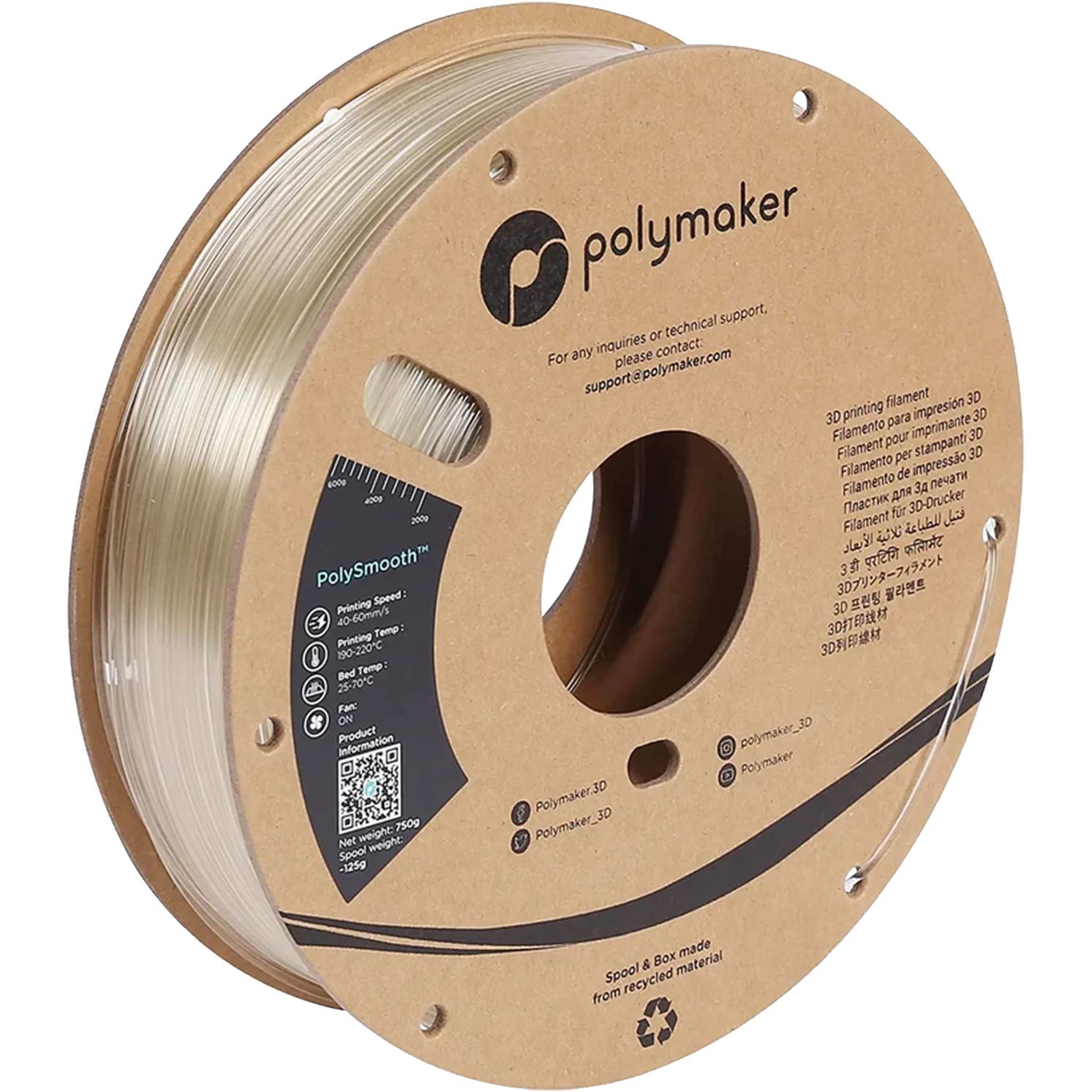 Filamento PolySmooth color transparente