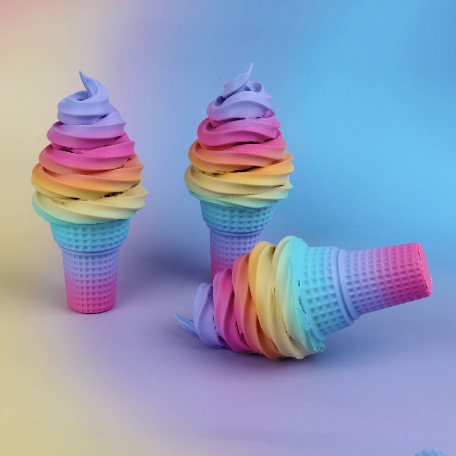 Filamento PLA Mate Gradiente Panchroma color arcoíris pastel - impresión de muestra
