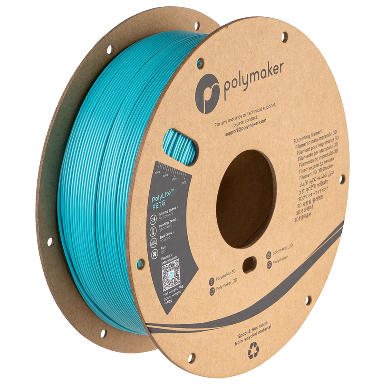 Filamento PETG PolyLite color verde azulado